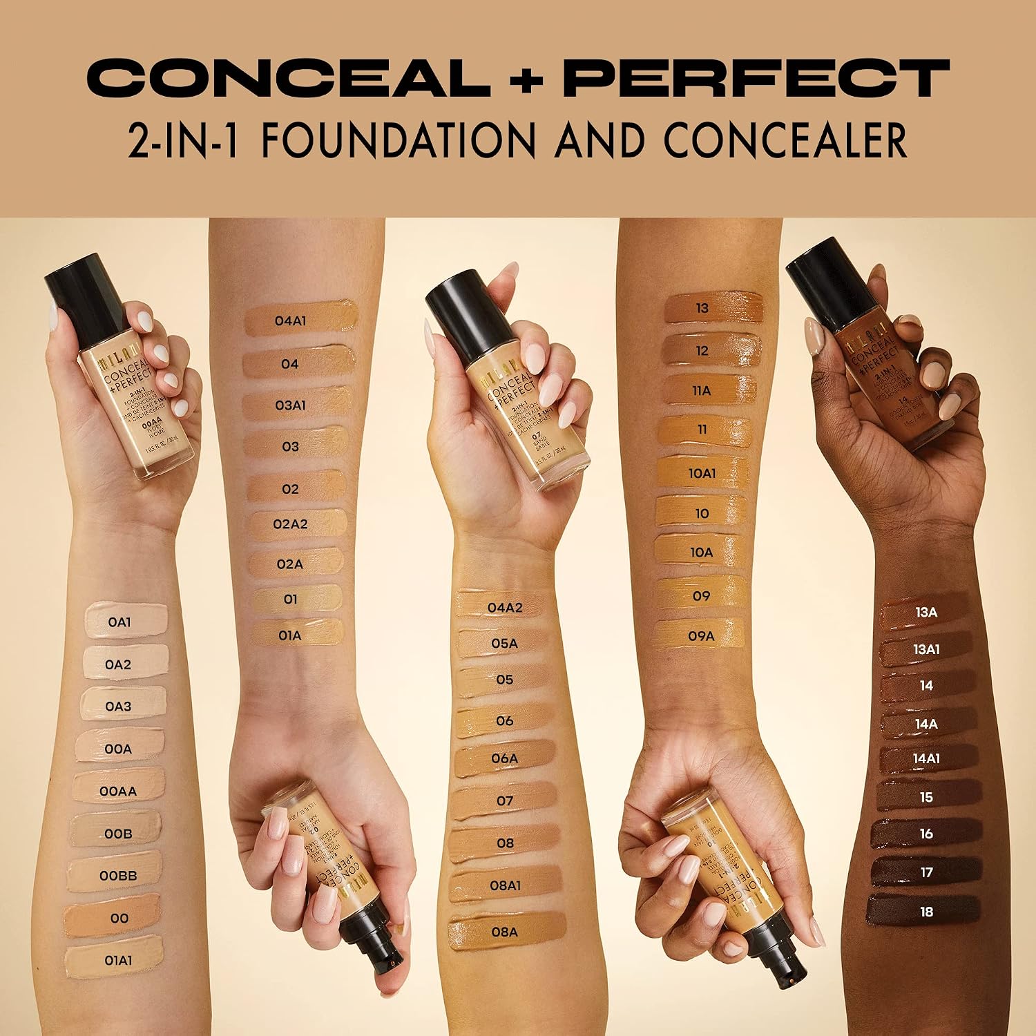Milani Conceal + Perfect 2-in-1 Foundation + Concealer 02A-Creamy Natural | Medium-To-Full Coverage, Natural-Matte Finish. Under Eye Corrector, Cover Redness & Imperfections. Waterproof & Sweat-Proof. - Image 5