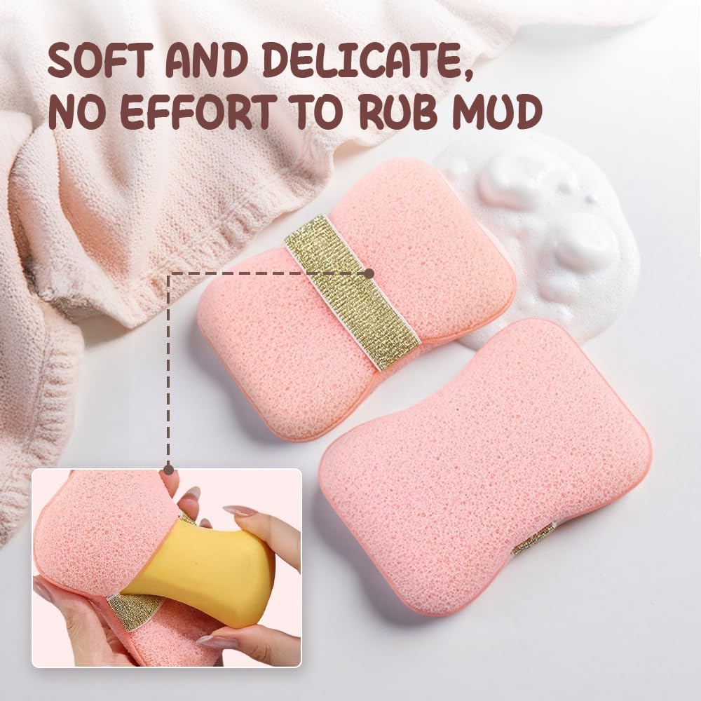 Bath Soap Sponge with Soap Bag, Soap Pocket Sponge (Yellow Pink Set) | 2026 New Portable Bath Sponge with Strap for Daily Shower Use, Body Cleansing Sponge, soap scrubber pouch - Image 3