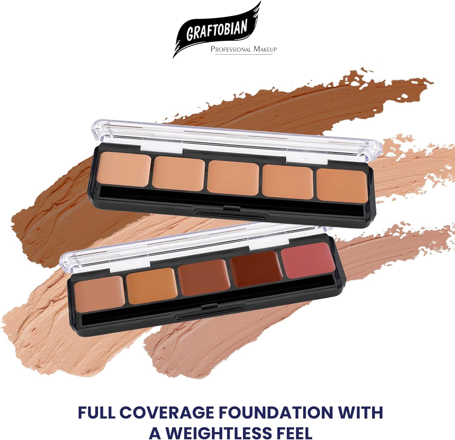 Graftobian HD Glamour Crème Foundation Palette (Warm #2) - High Definition 5 Color Makeup Palette, Cream Based Foundation Concealer and Contour Palette, Full Coverage - Medium Warm Skin Shades - Image 4
