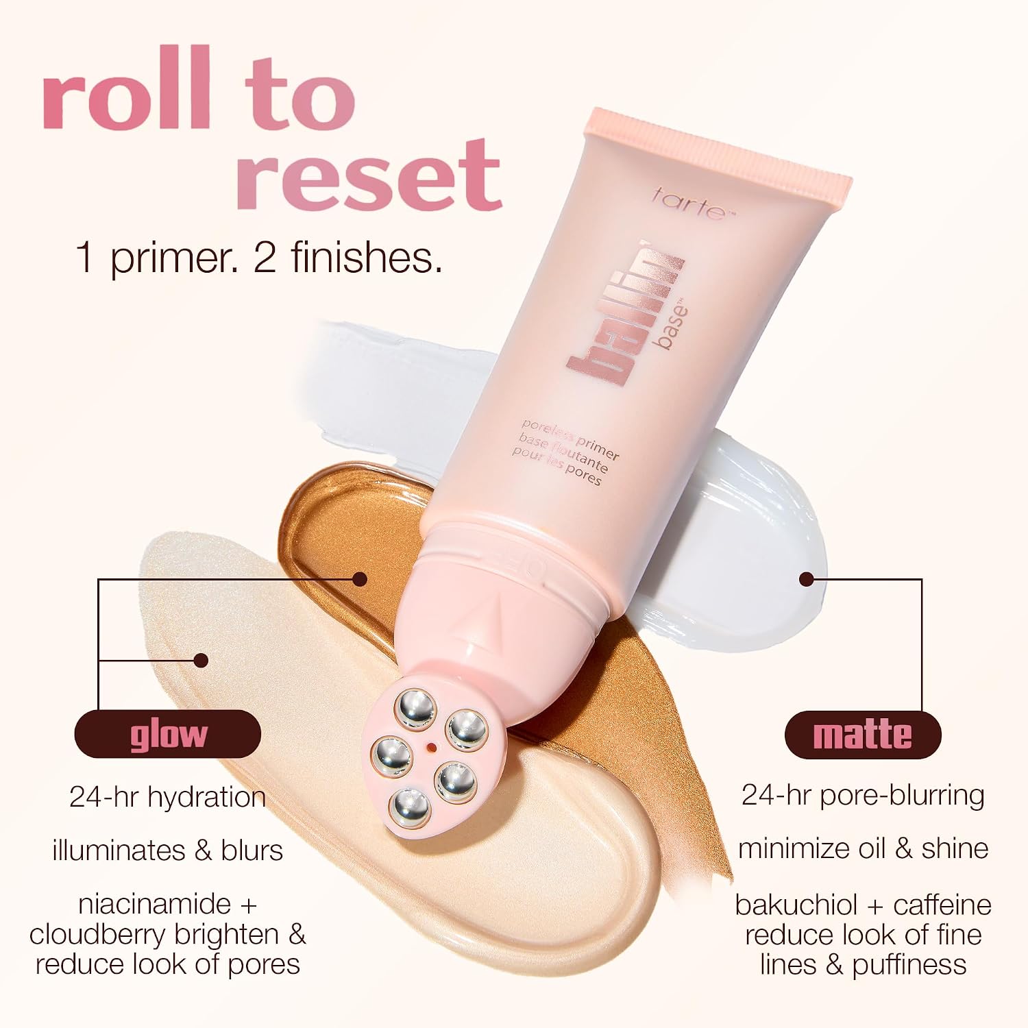 tarte ballin’ base poreless primer – Rollerball Applicator to Help Lift, Sculpt & Depuff, Wear Under Foundation to Prime Skin with Niacinamide, Vegan & Cruelty-free - Image 7