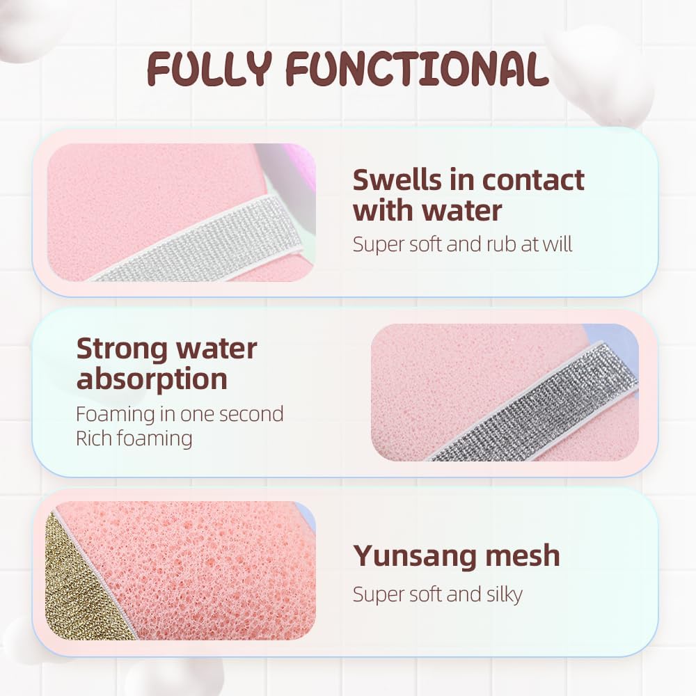 Bath Soap Sponge with Soap Bag, Soap Pocket Sponge (Pink Purple Set) | 2026 New Portable Bath Sponge with Strap for Daily Shower Use, Body Cleansing Sponge, soap scrubber pouch - Image 4