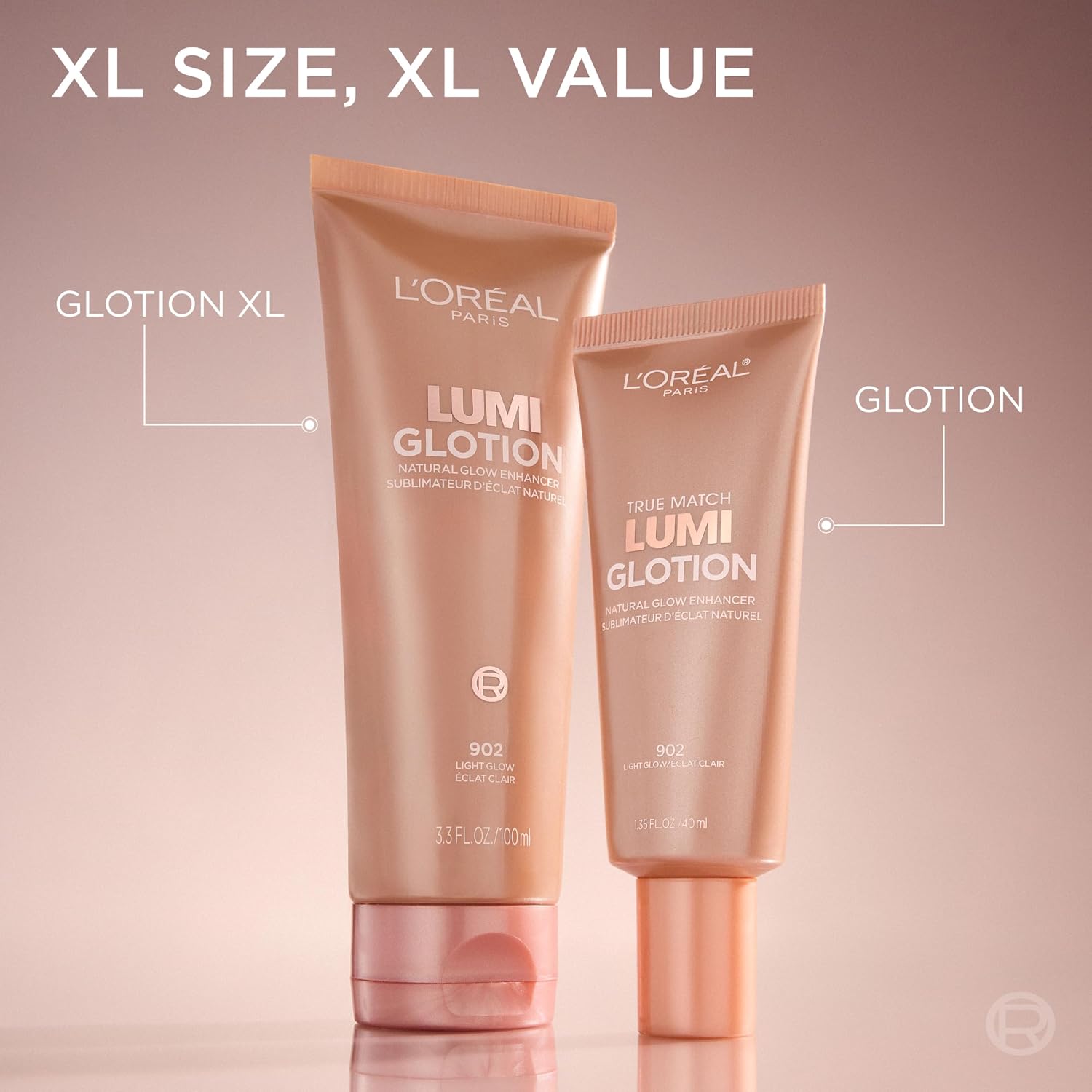 L'Oreal Paris Makeup True Match Lumi Glotion XL, Natural Glow Enhancer, Illuminator, Highlighter, Bronzing Drops For a Sun-Kissed Glow for Face and Body, 902 Light, XL 3.04 fl oz - Image 2