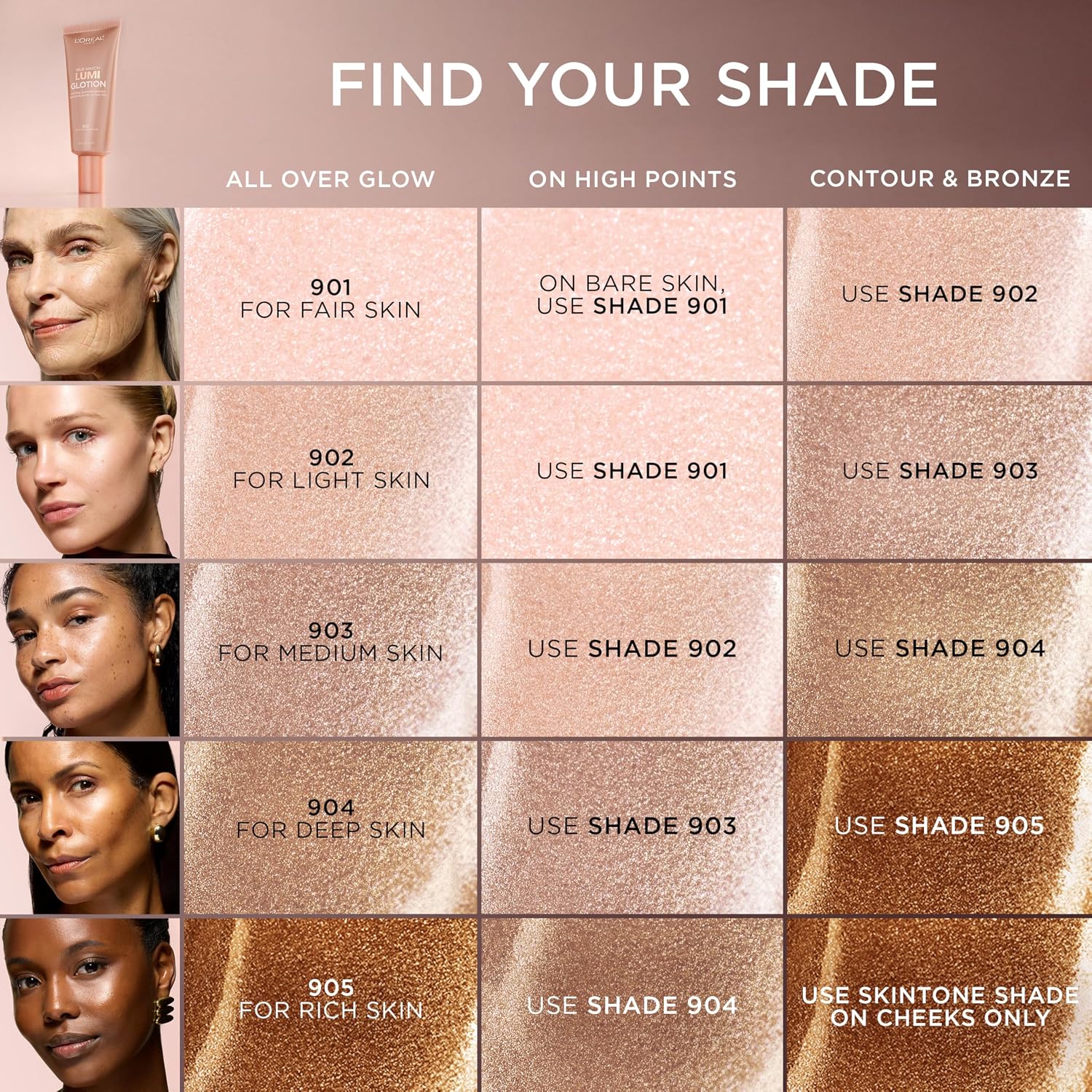 L'Oreal Paris Makeup True Match Lumi Glotion XL, Natural Glow Enhancer, Illuminator, Highlighter, Bronzing Drops For a Sun-Kissed Glow for Face and Body, 904 Deep, XL 3.04 fl oz - Image 12