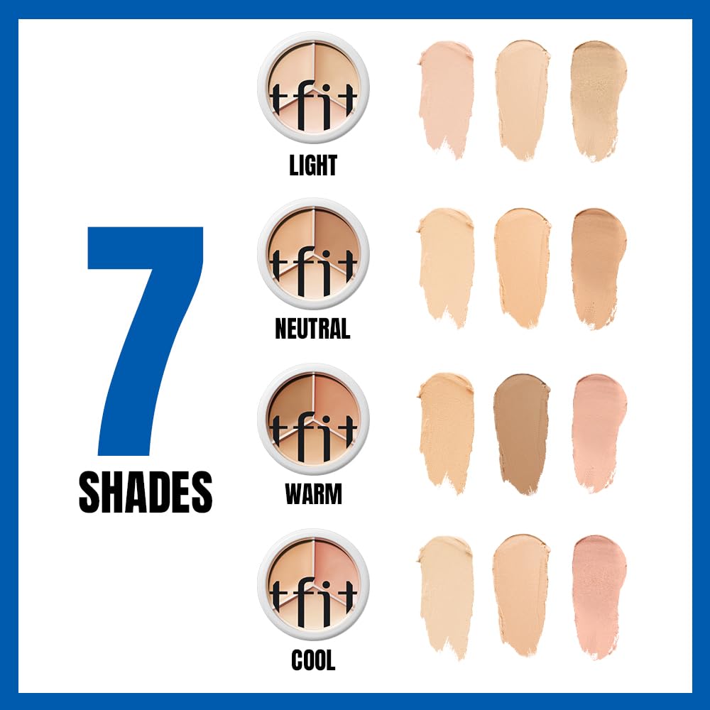 TFIT 3 Color Concealer Cream Palette Full Coverage 0.52 Ounce 04 Dark | Hides Dark Circles, Blemishes & Facial Redness; Waterproof & Sweat Resistant; All-Day 12HR Wear; Silky Non-Creasing Finish - Image 4