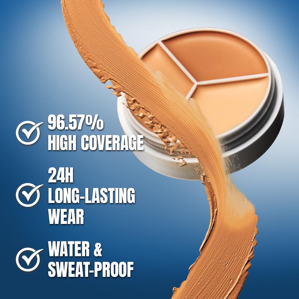 TFIT 3 Color Concealer Cream Palette Full Coverage 0.52 Ounce 04 Dark | Hides Dark Circles, Blemishes & Facial Redness; Waterproof & Sweat Resistant; All-Day 12HR Wear; Silky Non-Creasing Finish - Image 7