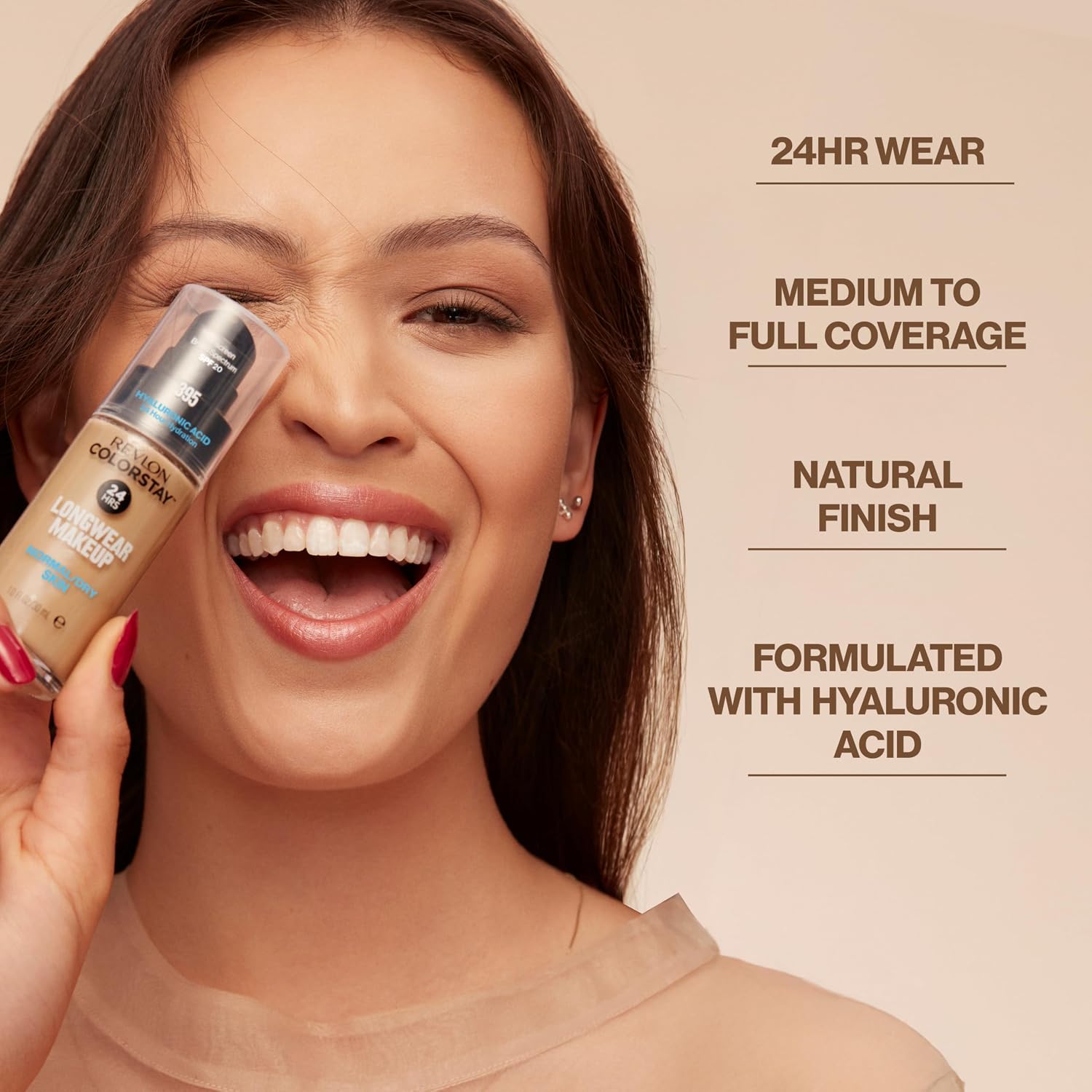 Revlon Colorstay Longwear Makeup Normal/Dry, 200 Nude, 1 fl oz | Longwear foundation for normal & dry skin with SPF 20. Medium-full coverage, natural finish. Up to 24hr wear. - Image 3