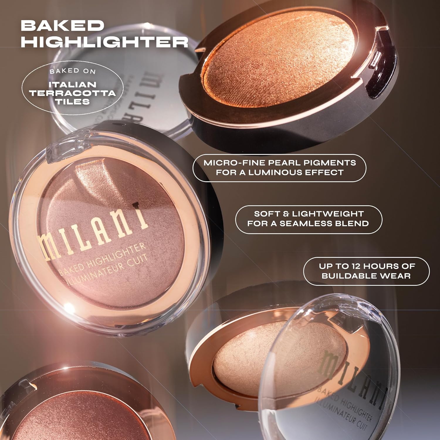 Milani Baked Highlighter, Highlight Powder for Cheeks - Rosa Italiana | Seamless-Blend Formula Delivers A Luminous Glow. Infused With Skin-Loving Ingredients With Up To 12 Hours Of Buildable Wear. - Image 5