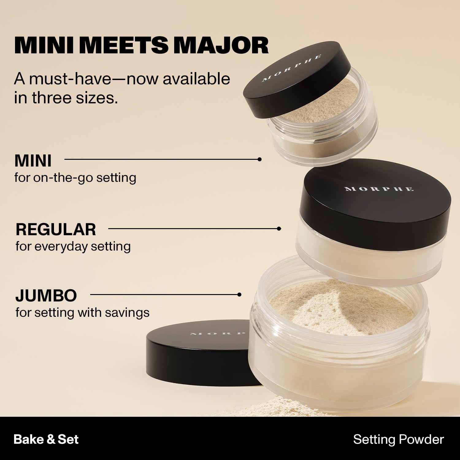 Morphe Jumbo Bake & Set Translucent Setting Powder - Lightweight, Talc-Free Finishing Powder for Face Makeup with a Soft, Natural Finish - Minimizes Shine for Up to 24HR - Translucent (0.62 oz) - Image 6