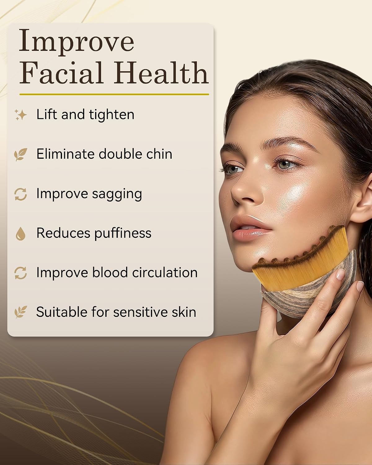 Lymphatic Contour Face Brush,Lymphatic Drainage Brush with Super Soft Bristles,Lymphatic Face Brush to Reduce Puffiness & Define Jawline,Face Sculpting Brush with Hypoallergenic Ergonomic - Image 2