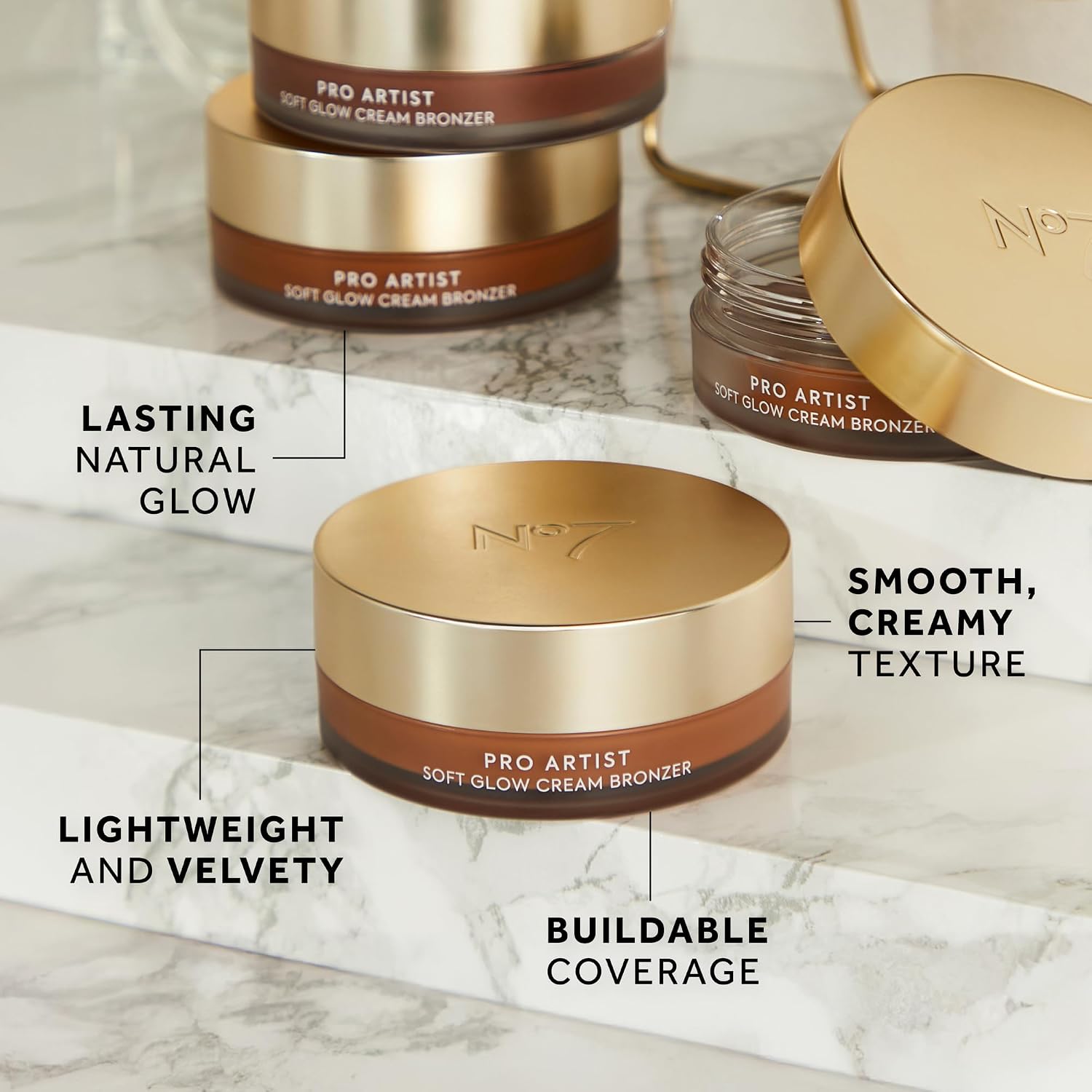 No7 Pro Artist Soft Glow Cream Bronzer, Deep, 1.26 Oz | Blendable, Lightweight Formula, Customizable Face Makeup, Natural Sun-Kissed Glow - Image 5