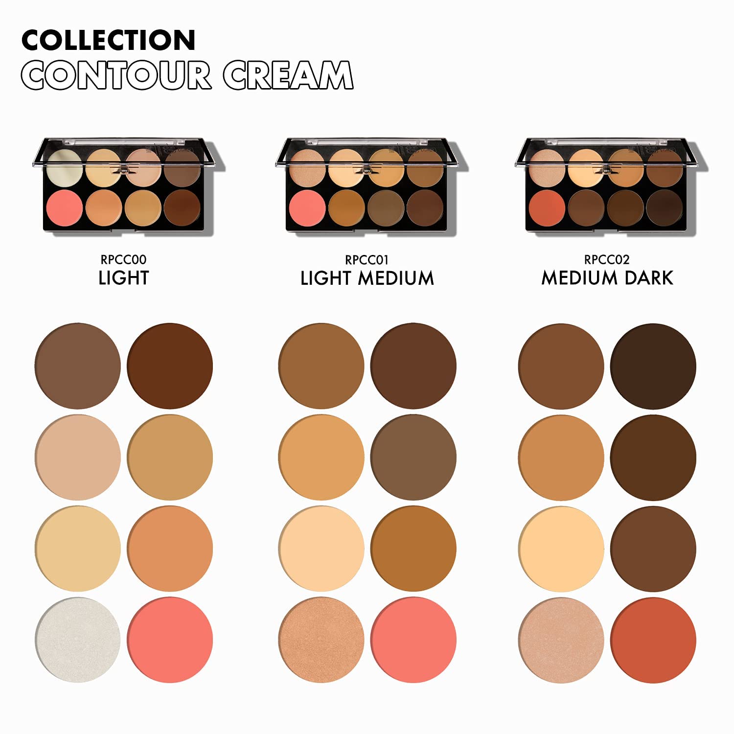 Ruby Kisses 3D Face Creator Cream Foundation & Concealer Palette, Light Medium, Medium to Full Coverage, 12-Hour Wear, Non-Greasy Cream Contour Makeup Kit (Light Medium) - Image 7