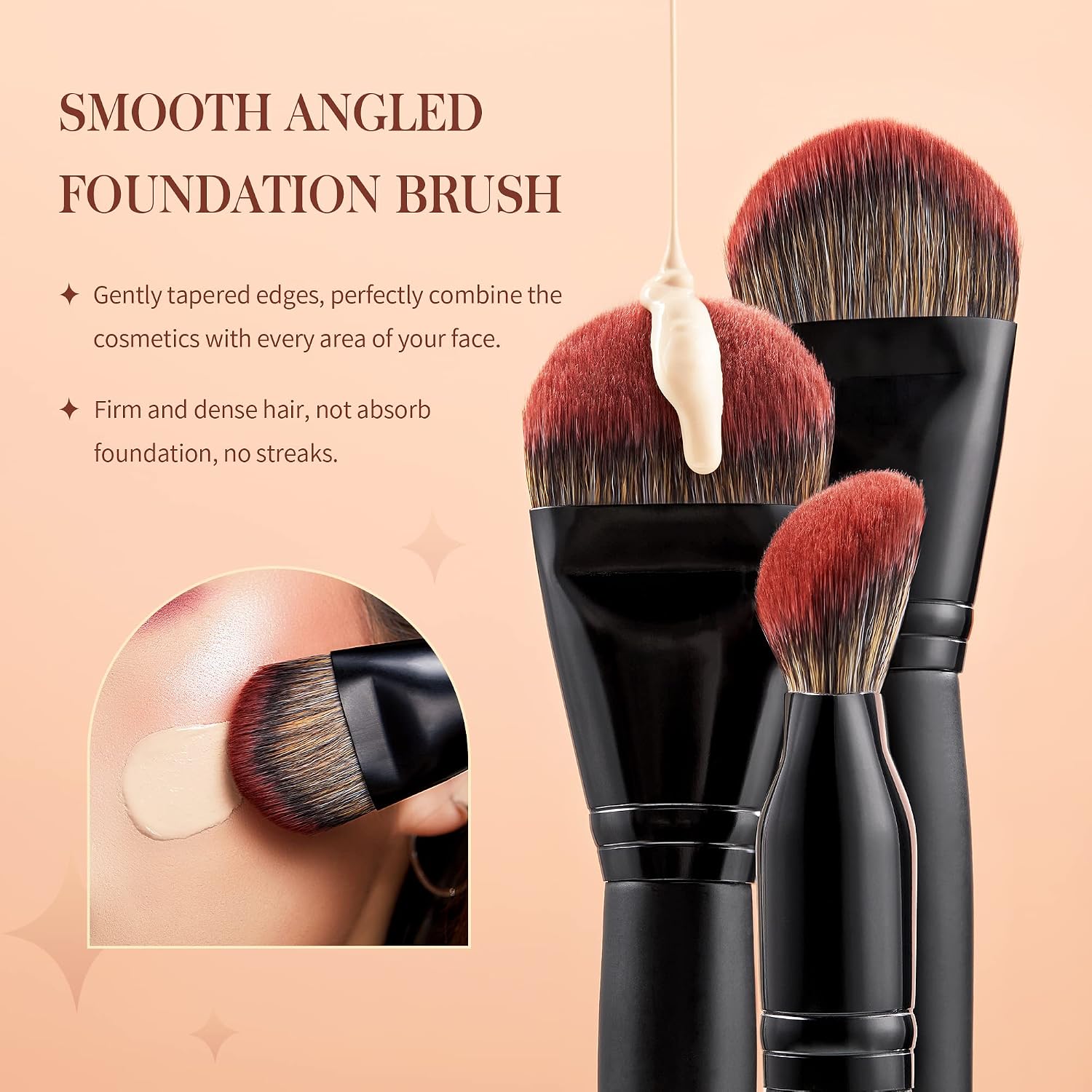 Jessup Large Face Makeup Brushes 5pcs, Premium Synthetic Foundation Powder Contour Blusher Highlighter Brush, Phantom Black T273 - Image 4
