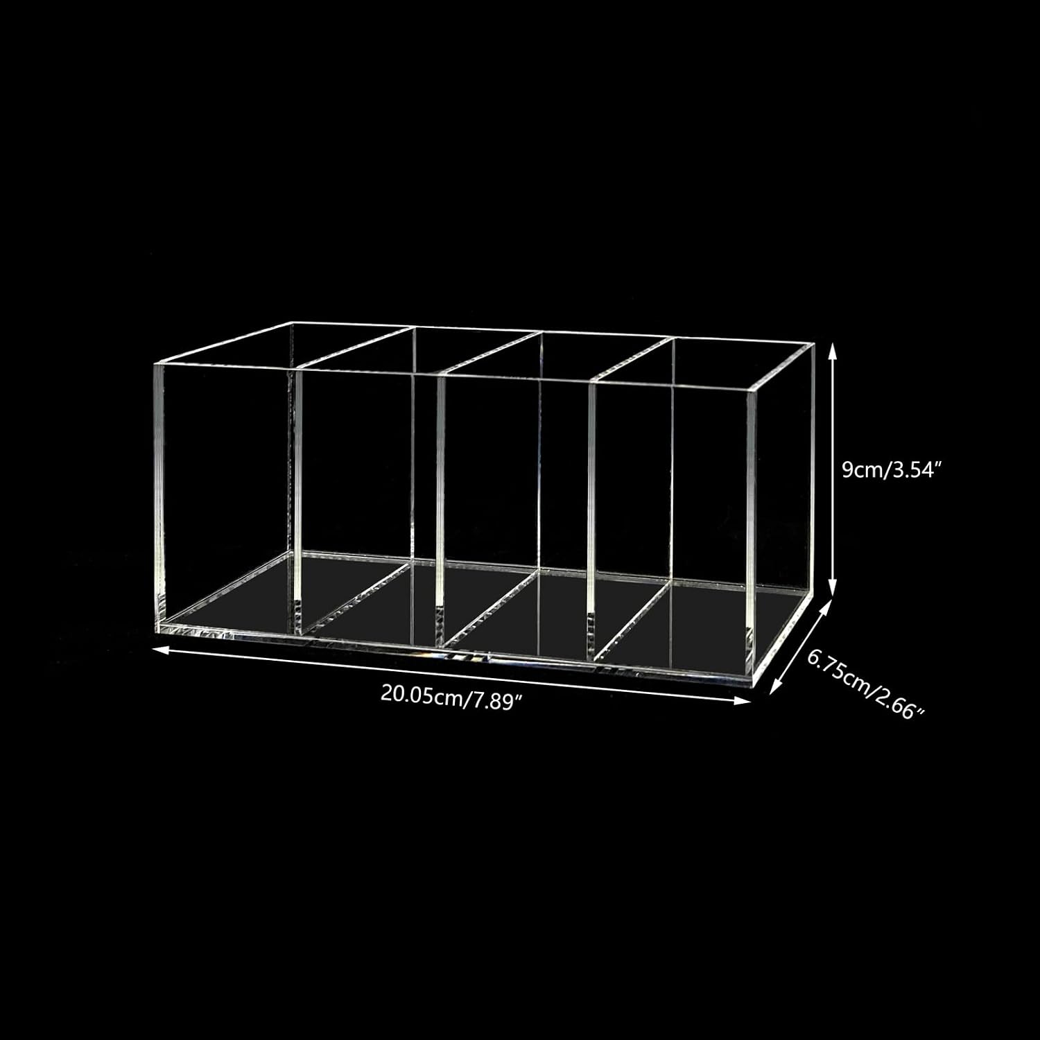 HSYMQ Acrylic Pen Holder 4 Compartments Clear Pencil Holder Organizer Makeup Brush Holder - Image 2