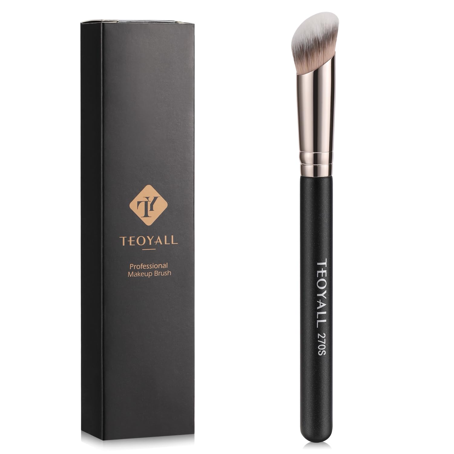 270S Under Eye Concealer Brush, Mid-Size Angled Blending Brush | Dark circle coverage, spot correcting, nose and brow bone contour, liquid cream powder. Soft synthetic, no shedding