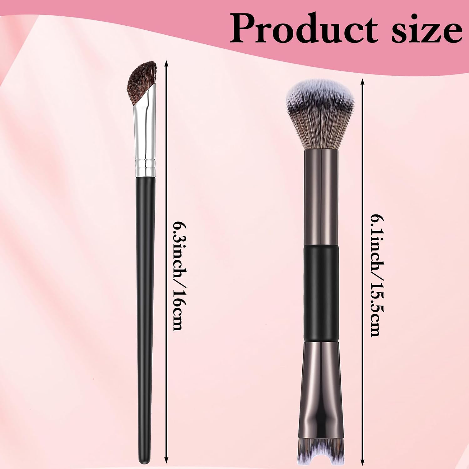 Xinjoduz 2 PCS Nose Contour Brushes for Makeup, 2-in-1 U-Shaped Fluffy Angled Tilt Brush for Precise Nose Sculpting and Defining, Mini Noses Contour Brush for Makeup Artists (Black and Gray) - Image 2