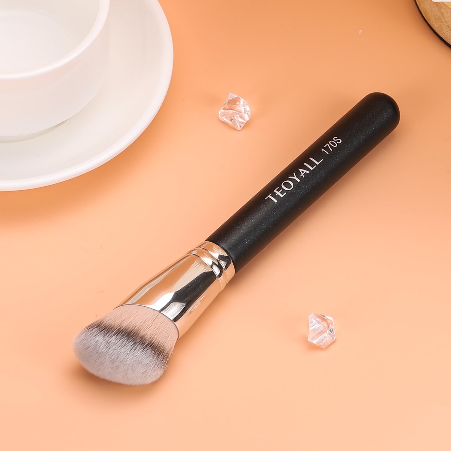 170S Foundation Brush, Angled Contour Buffing Blending Brush | Buffs liquid foundation streak-free. Blends cream contour seamlessly. Sweeps powder blush bronzer. Synthetic, no shedding - Image 6