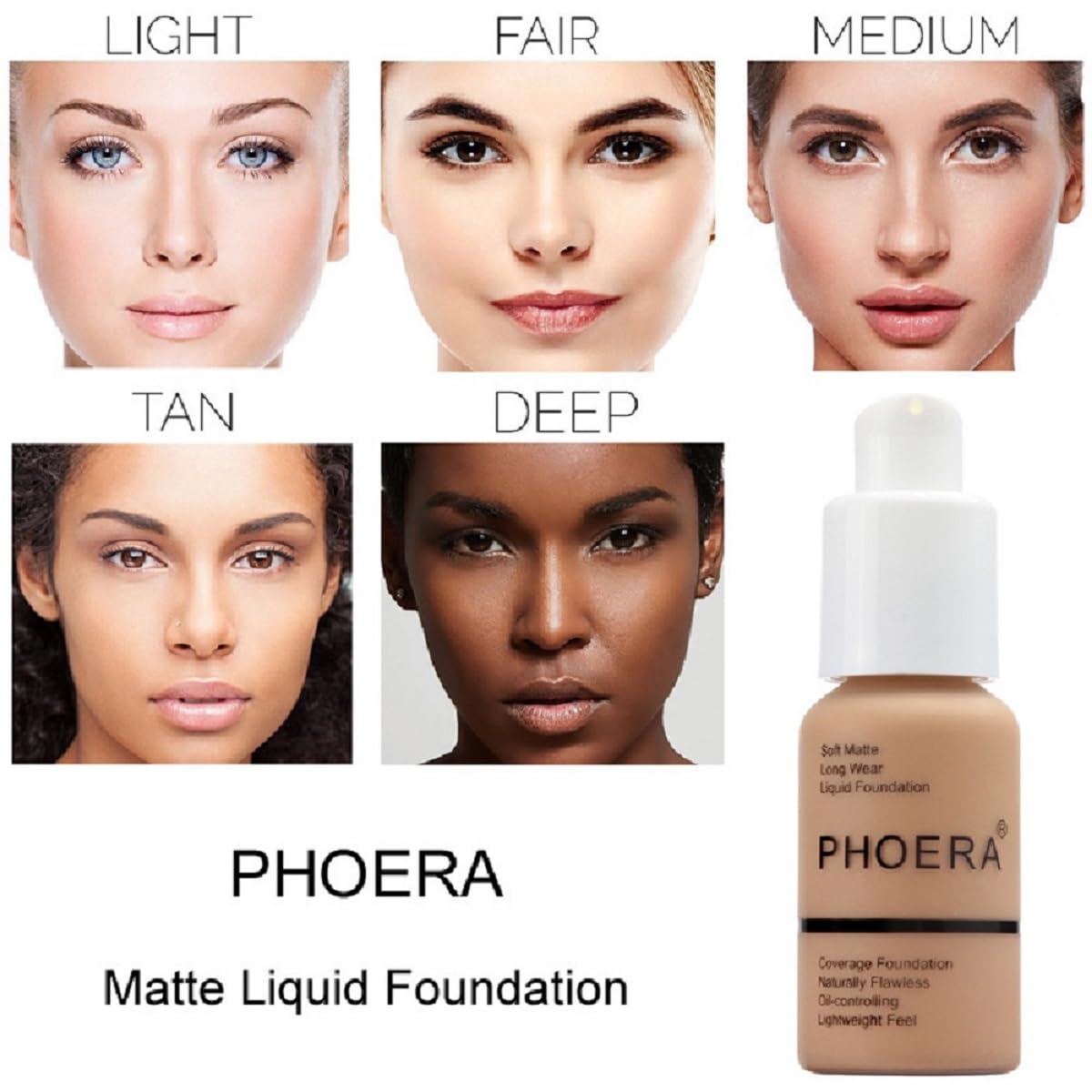 2 Pack PHOERA Foundation, Flawless Soft Matte 24HR Oil Control Full Coverage Foundation Makeup for Women.102 Nude-30ml - Image 3