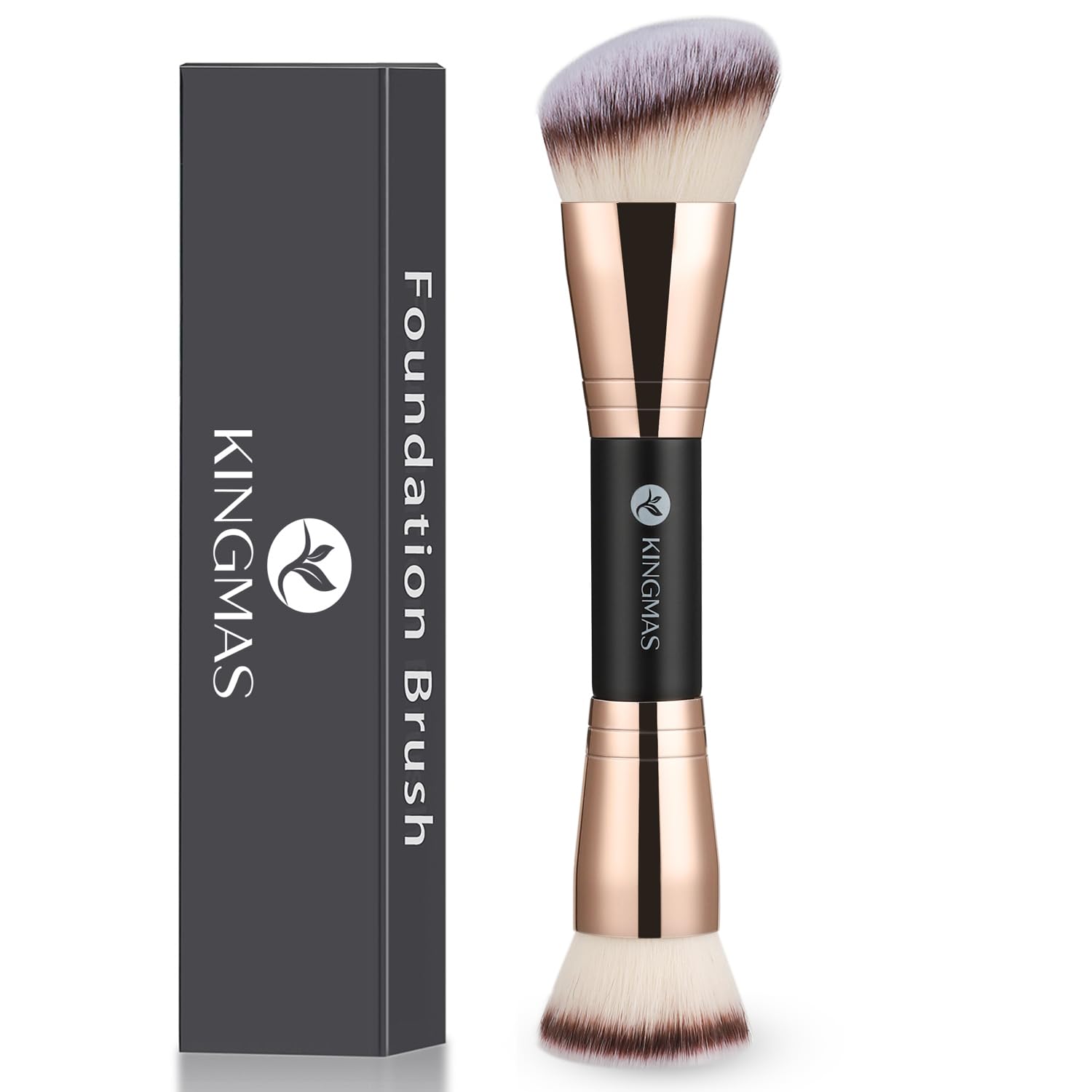 Foundation Brush, Premium Dual Powder Concealer Makeup Brush | Double Ended Contour Brushes Flat & Angled Top for Blending Liquid Powder Concealer Cream Blush