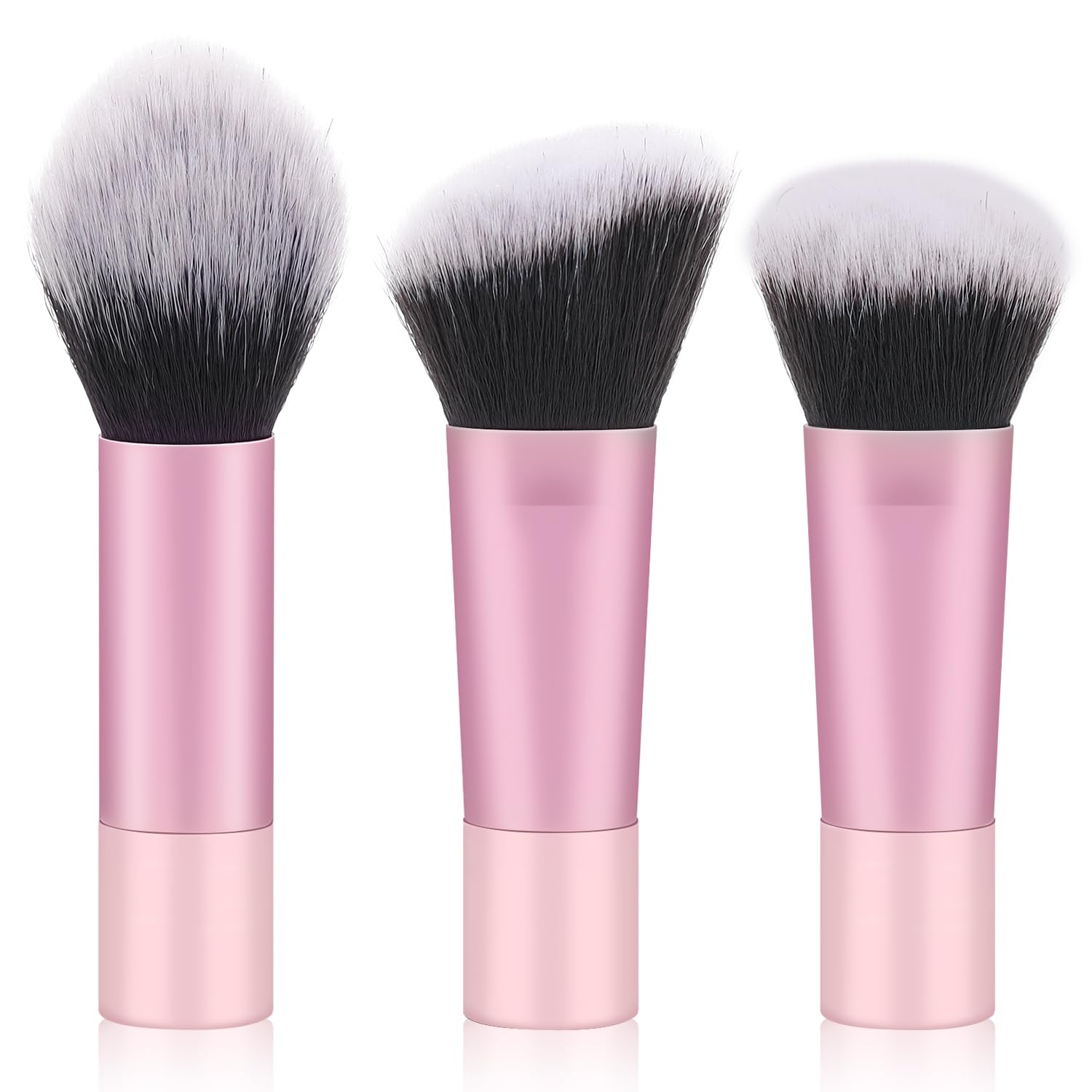 Foundation Contour Powder Brush Set, 3PCS Premium Travel Kabuki Mini Brush | Makeup Brush for Blending Setting Buffing with Liquid, Powder and Cream