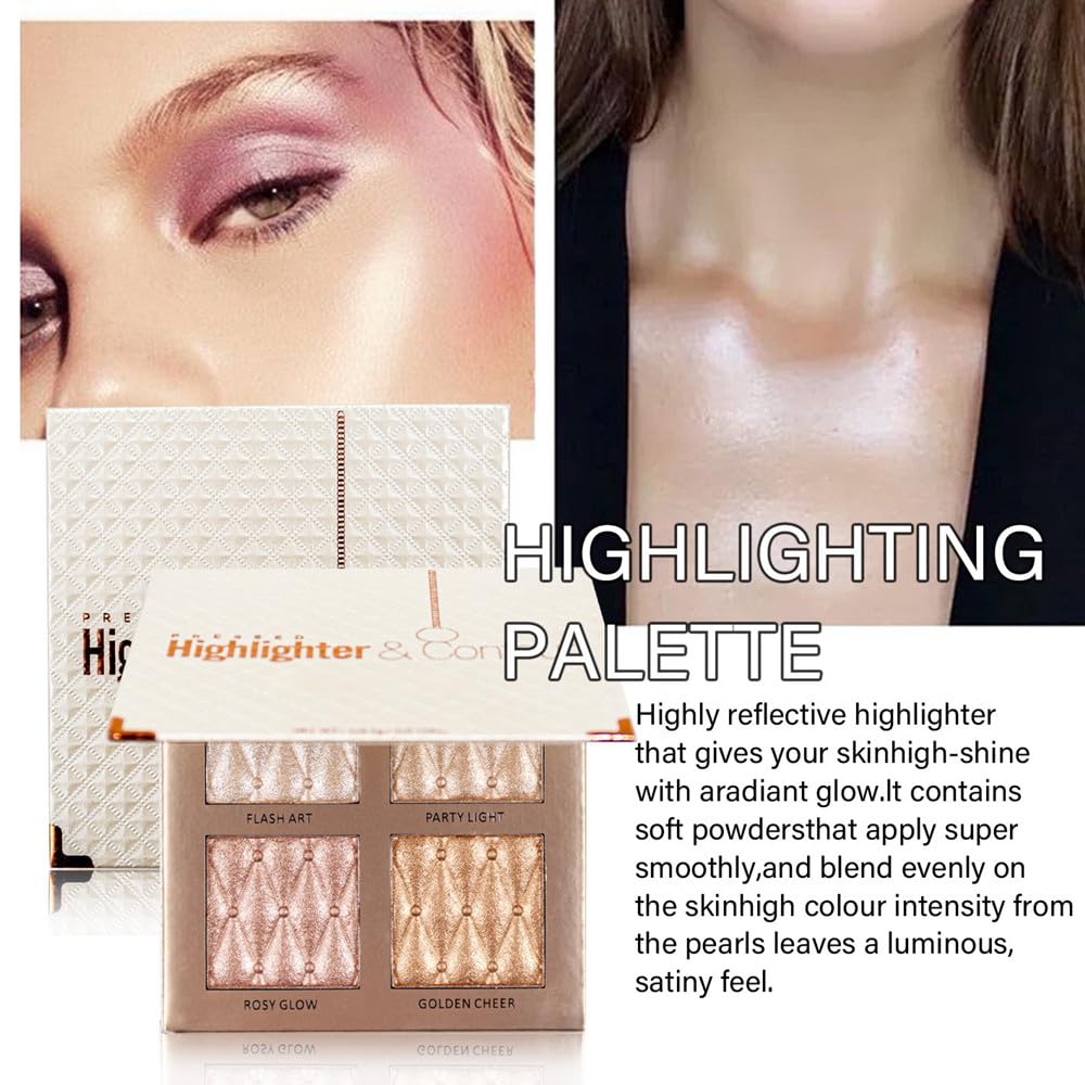 4-color highlighter makeup palette shimmer bronze contour shadow illumination highlight eyeshadow palette eyeshadow cosmetic set - Image 4