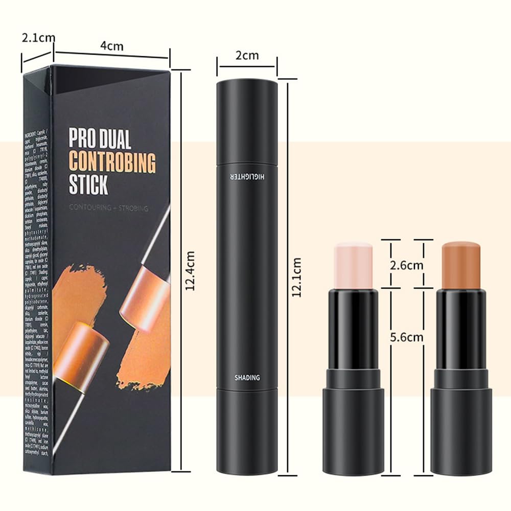 4 Colors Face Highlight and Contour Cream Sticks Kit,Primer Corrector,1#,3# | Primer Face Highlighter, Contouring for Beginners, Highlight and Contour Kit, Cream Concealer Makeup Blur Stick - Image 6