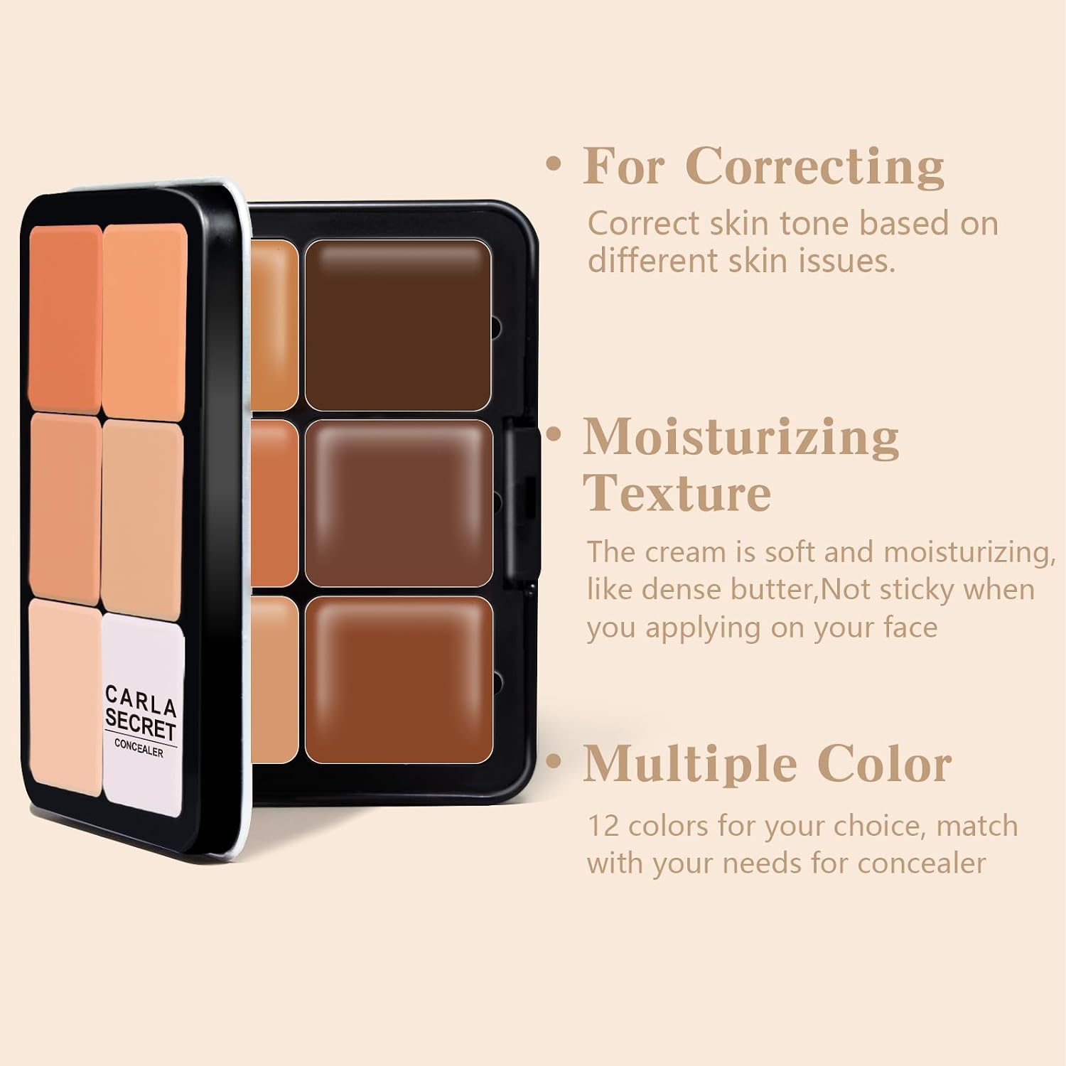HOSAILY 12 Colors Cream Concealer Foundation Palette, Long-Wearing Smudge Proof Blendable Full Coverage Cream Contour Blush Highlighter Color Correcting Concealer Foundation Palette Makeup - Image 2