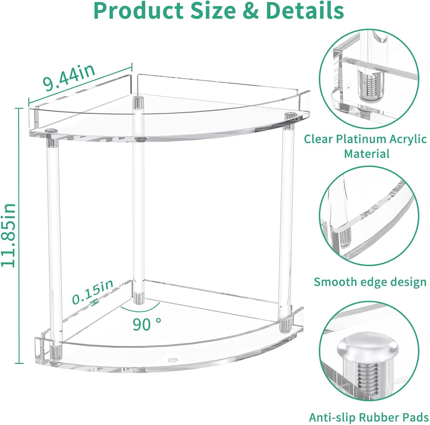 NPPLUS 2 Tier Acrylic Bathroom Counter Organizer, Clear Bathroom Countertop Corner Organizer, 2-Tier Corner Storage Shelf Vanity Trays, Home Storage Holder for Makeup Cosmetics Perfume Organizer - Image 3