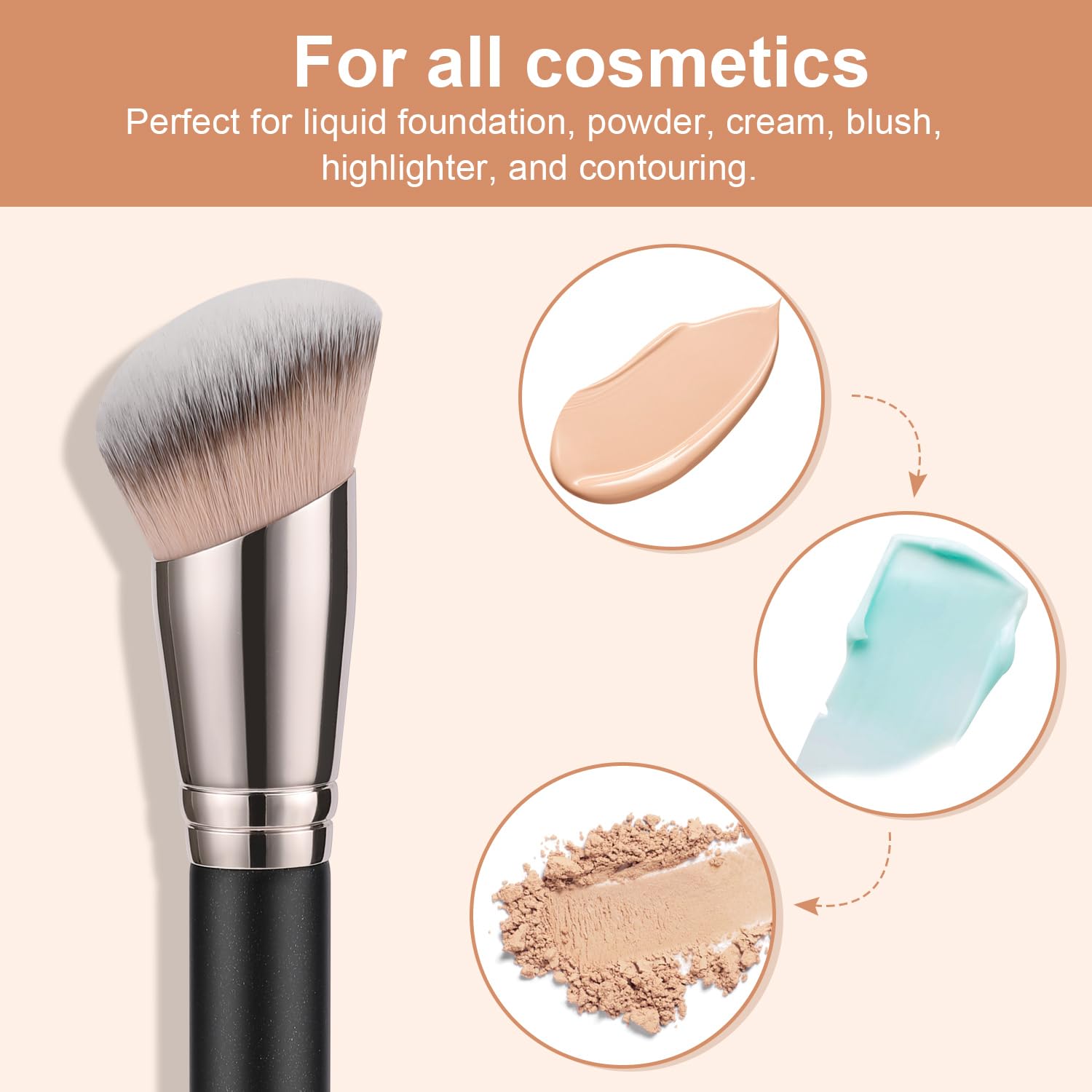 Foundation Concealer Brush, 2Pcs Angled Contour Blending Brush set | 170S buffs liquid foundation and cream contour no streak. 270S conceals dark circles and blemishes. Liquid cream powder - Image 4