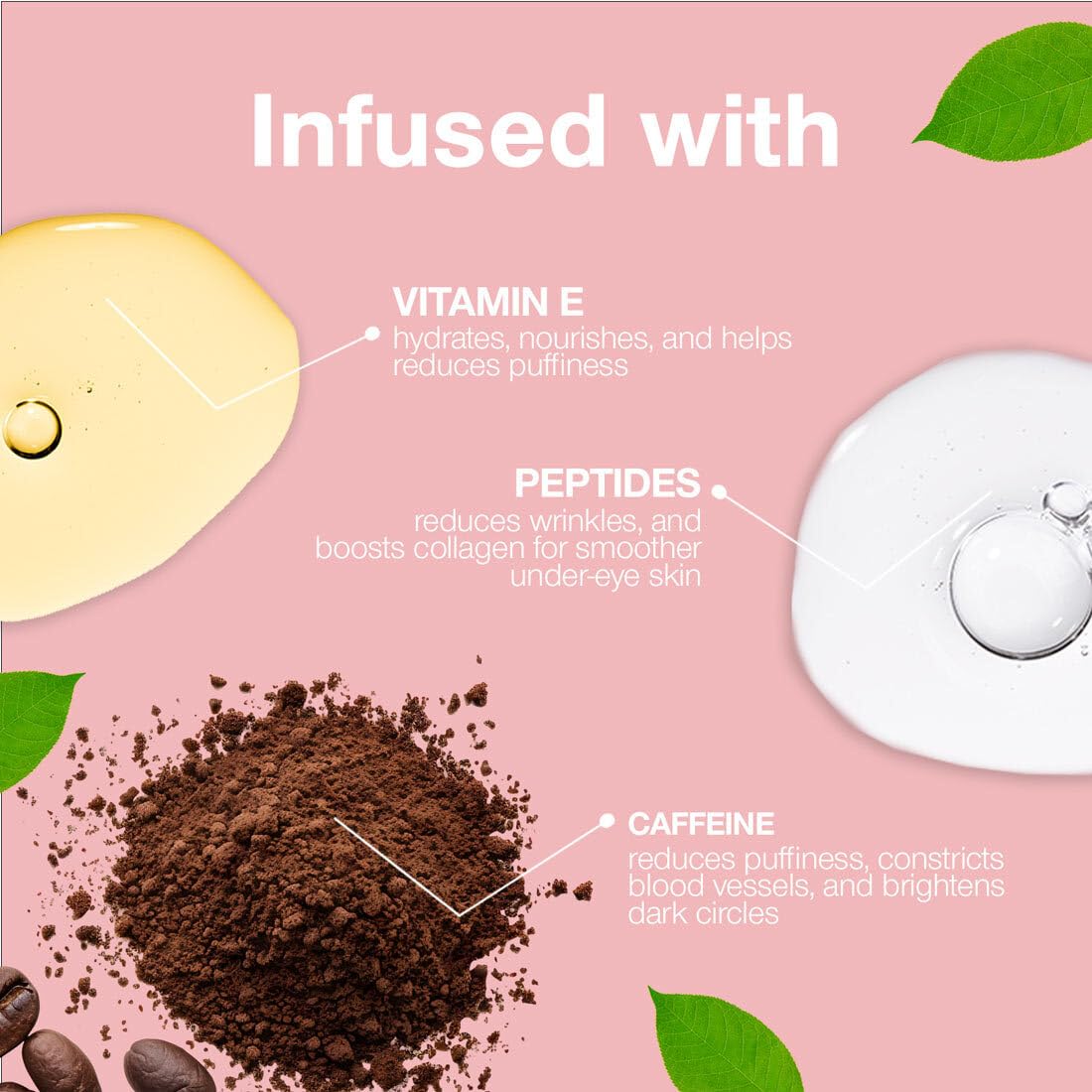 Palladio Under Eye Brightener, Conceal, Brightens, Reduces Appearance of Dark Circles, With Caffeine Peptides & Vitamin E, Tired Skin Color Correcting Brightener & Primer, Light to Medium (Soft Pink) - Image 5