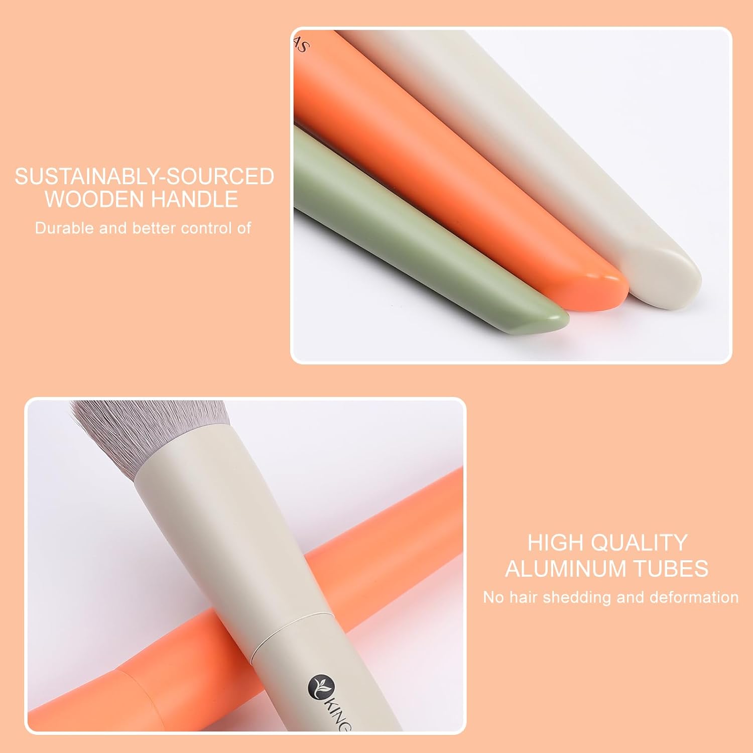 3Pcs Foundation Brush Contour Concealer Brush Set, Under Eye & Blusher Brush Face Kabuki Makeup Brushes - Image 5