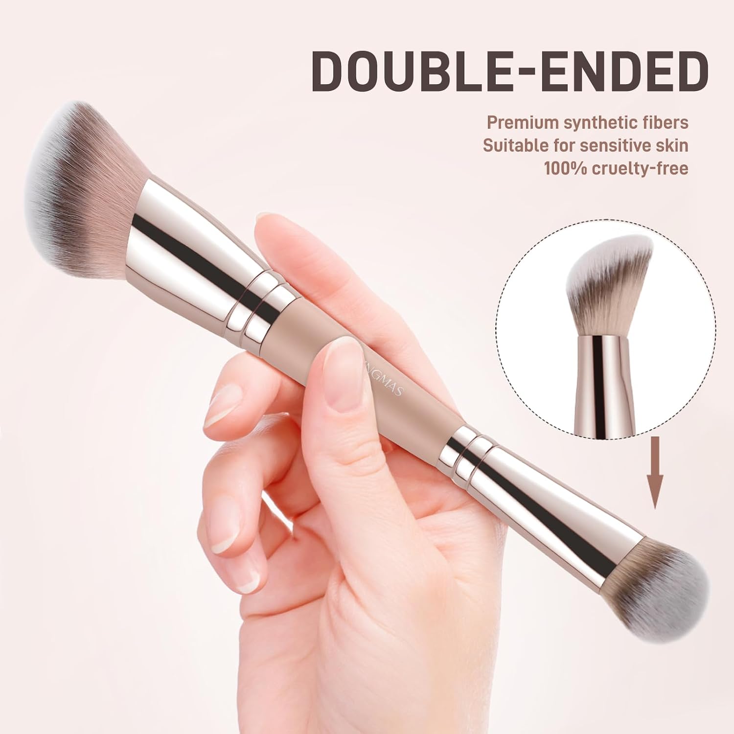 Foundation Brush, Dual-Ended Angled Concealer Makeup Brush | for Foundation and Contour Blending Liquid Powder, Concealer Cream Cosmetics Blush, Cruelty-Free Vegan (Pink) - Image 3