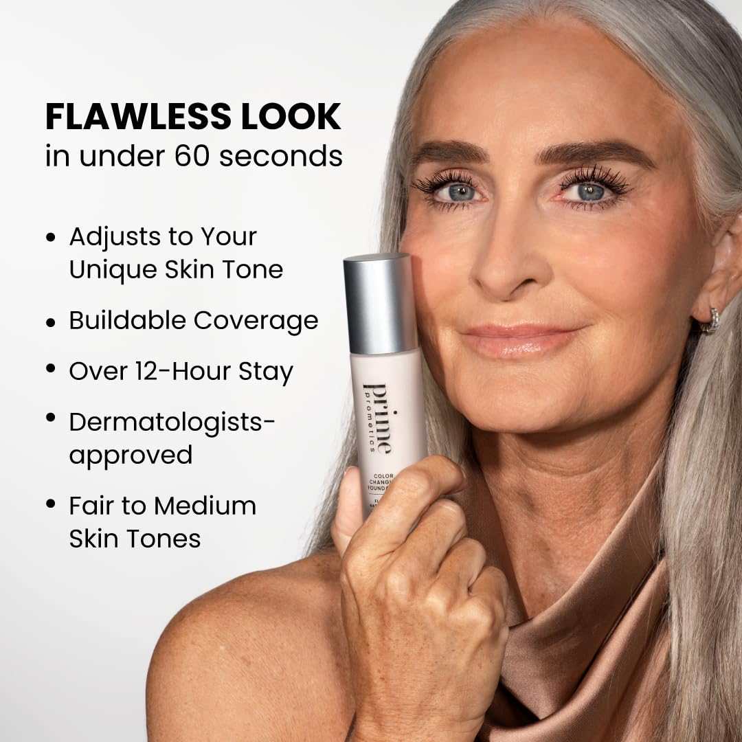 Prime Prometics Color Changing Foundation for Mature Women | Instantly Adapts to Your Skin Tone, Buildable Light-to-Medium Coverage, 12-Hour Wear, Natural Dewy Finish, Hypoallergenic - Image 4