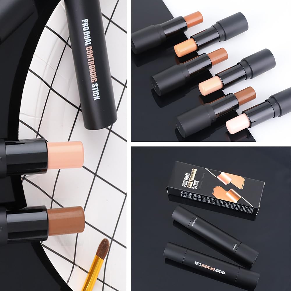 4 Colors Face Highlight and Contour Cream Sticks Kit,Primer Corrector,1#,3# | Primer Face Highlighter, Contouring for Beginners, Highlight and Contour Kit, Cream Concealer Makeup Blur Stick - Image 7