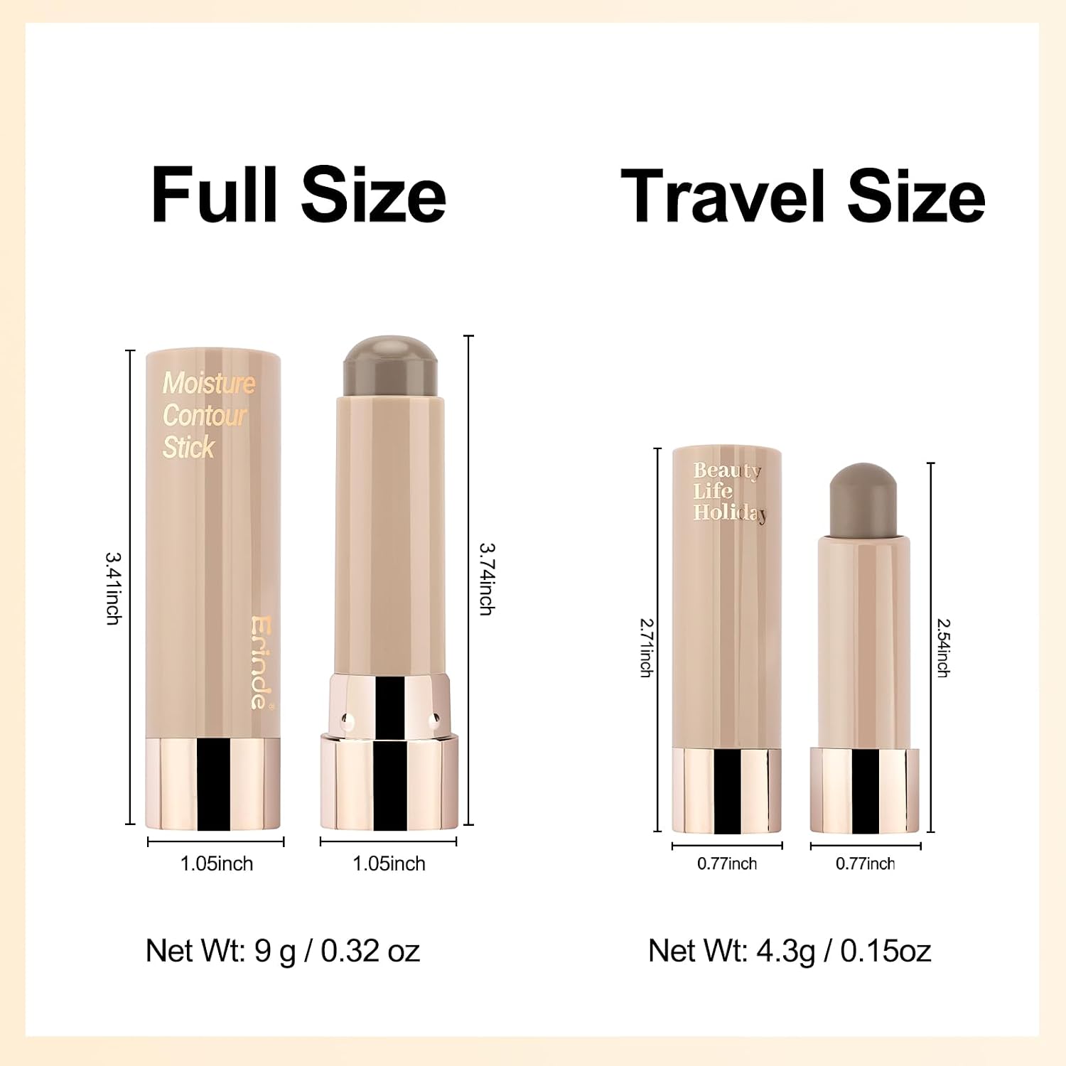Erinde Cool Toned Contour Stick for Fair Skin, Large Capacity Grey Brown Cream Contour Makeup Stick, Smooth Blendable Matte Bronzer, Waterproof & Long Lasting Face Shaping Nose Contouring Sticks - Image 2