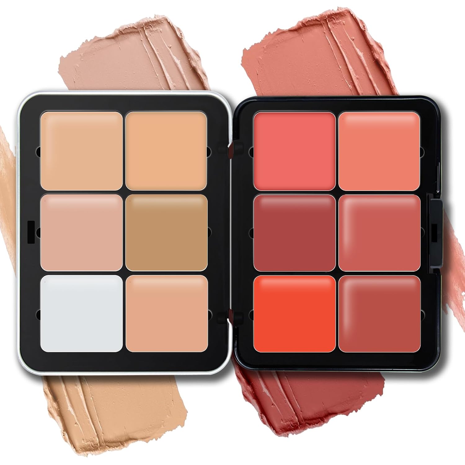 HOSAILY 12 Colors Cream Blush Palette, Color Correcting Concealer Foundation Palette, Long Wearing Smudge Proof Blendable Matte Finish Blush Powder Highlighter and Cream Contour Palette Makeup (01)