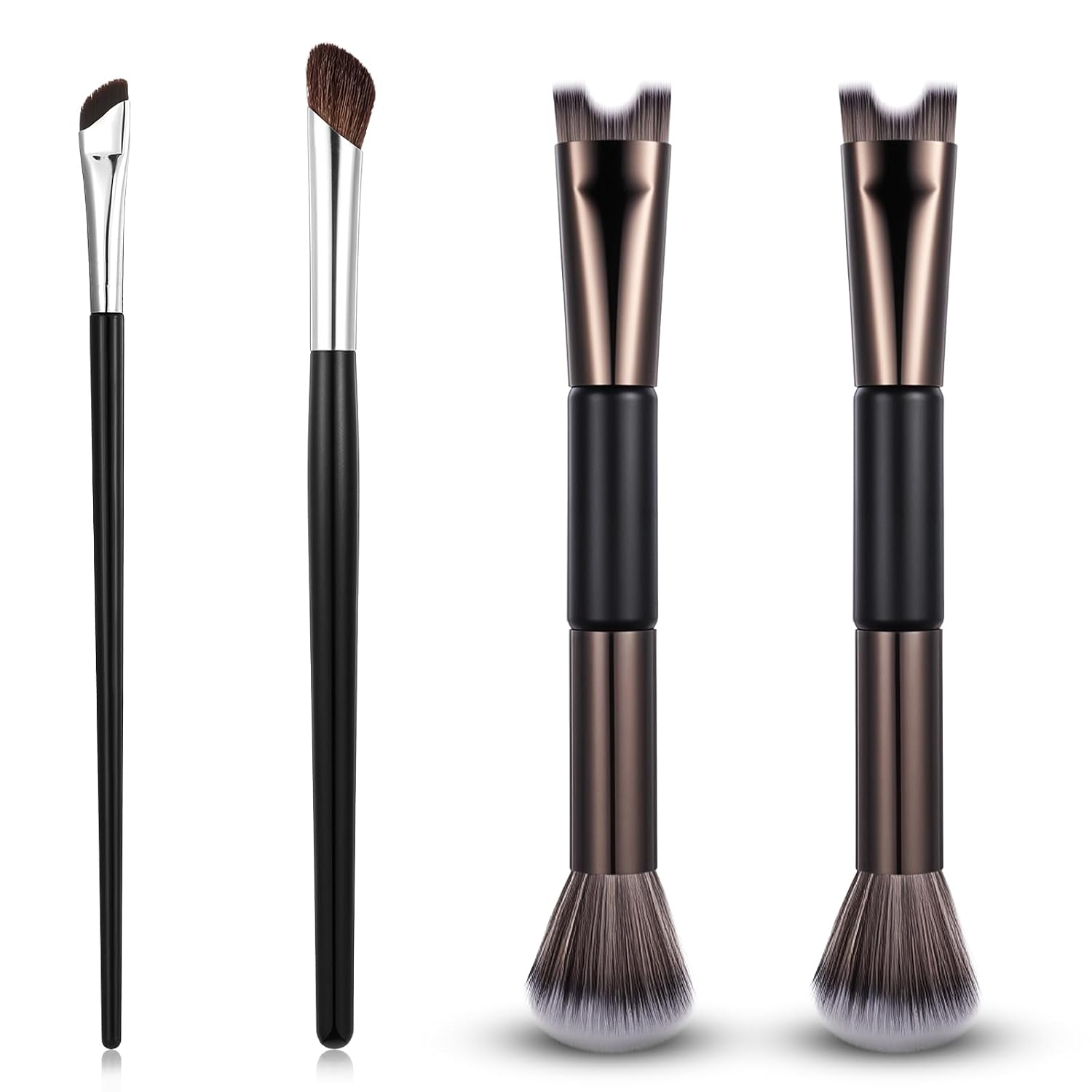 4 Pcs Sculpting Dual-End Nose Brush, 2-in-1 Nose Contour Brush Angled Makeup Brushes Blush Brushes for Sculpting and Defining Contour