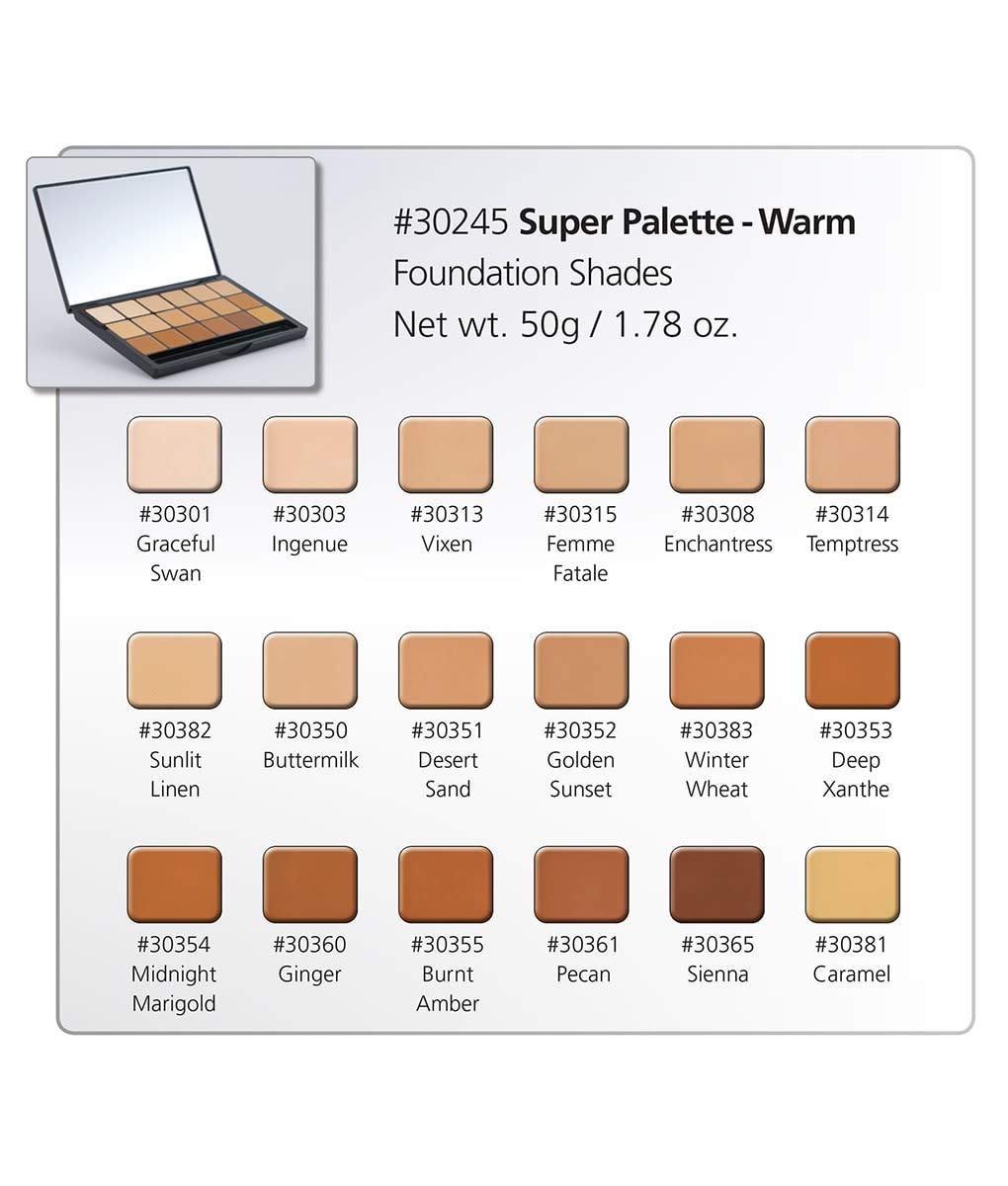 Graftobian HD Glamour Creme Foundation Warm Super Palette - 18 High Definition Warm Undertone Cream Shades - Image 7