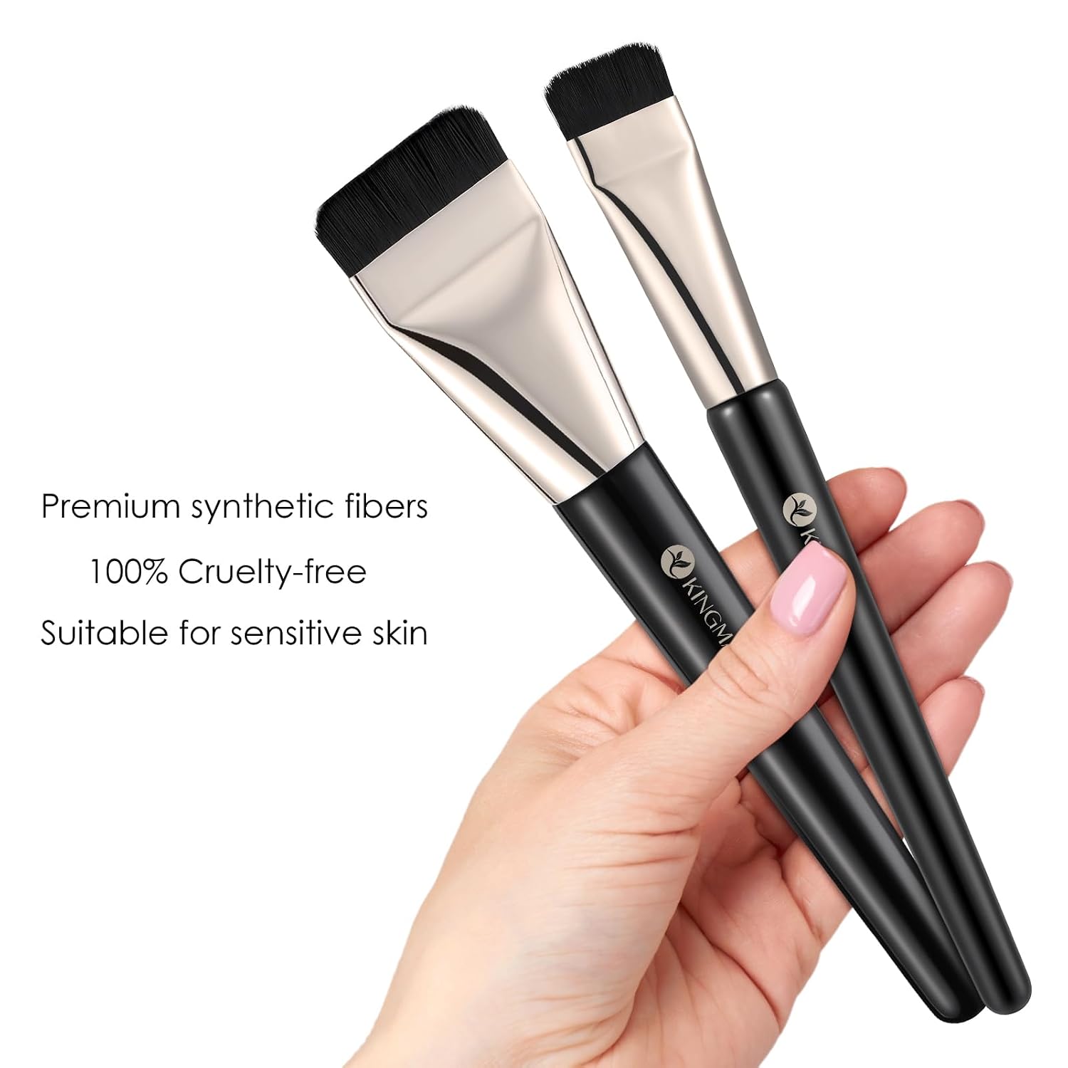 2Pcs Flat Foundation Brush, Korean Spatula Facial Makeup Brush, Ultra Thin Concealer Contour Brush for Liquid Cream Blending - Image 2