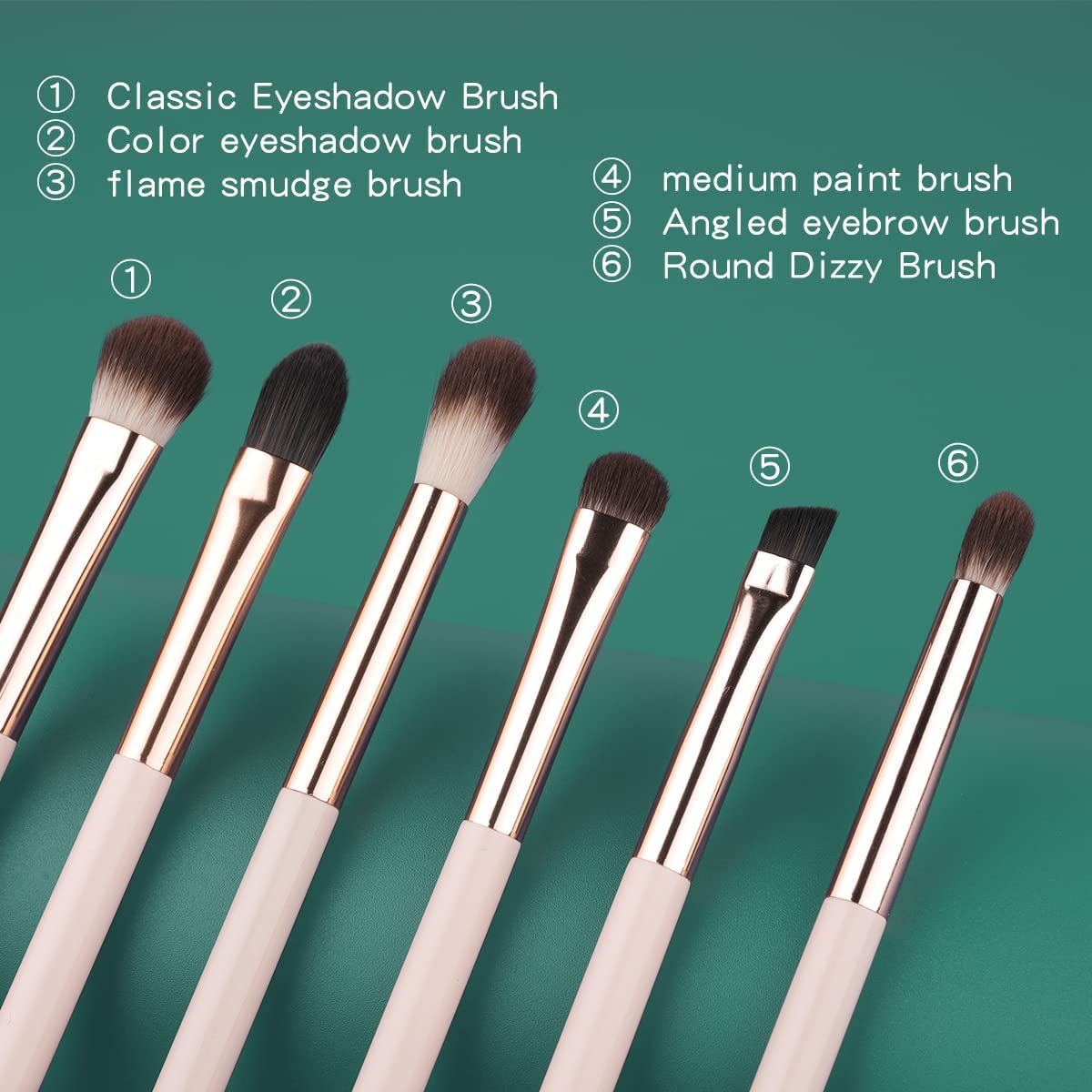 Eye Makeup Brush Set, 6 Pcs Professional Blending Eyeshadow Makeup Brushes for Concealer Eyebrows Eyeliner, Soft Hairs & Wood Handle - Image 4