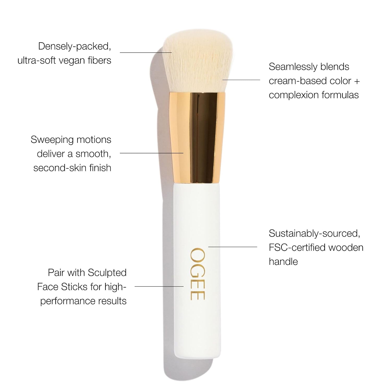 Ogee Blender Brush - Ultra-Soft Foundation Brush with Vegan Bristles | Professional Quality Makeup Brush, Ultra-Soft Foundation Brush with Vegan Bristles for Flawless Makeup Application - Image 5