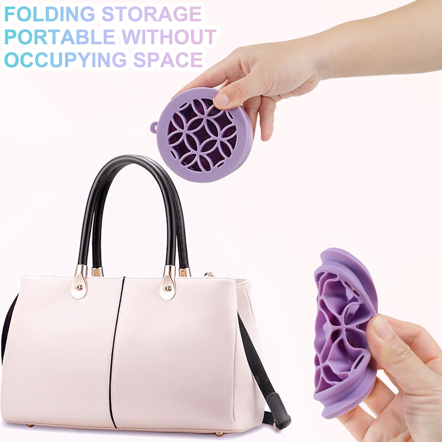 Makeup Brushes Cleaner Mat with Brush Storage Holder, Folding Portable Washing Tool for Makeup Brush Cleaning, 2 In 1 Silicone Brush Cleaner Pad & Cosmetic Brush Organizer Rack (Purple) - Image 6
