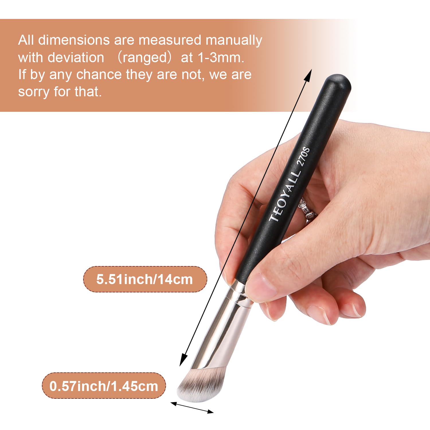 Foundation Concealer Brush, 2Pcs Angled Contour Blending Brush set | 170S buffs liquid foundation and cream contour no streak. 270S conceals dark circles and blemishes. Liquid cream powder - Image 6