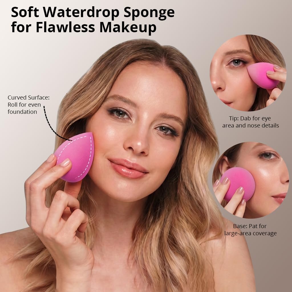 BEAKEY Makeup Brushes set with 2 Blending Sponges,10 Brush Face and Eye Set | Beginner-friendly face and eye tools with soft synthetic fibers for light,buildable coverage from foundation to eyeshadow - Image 6