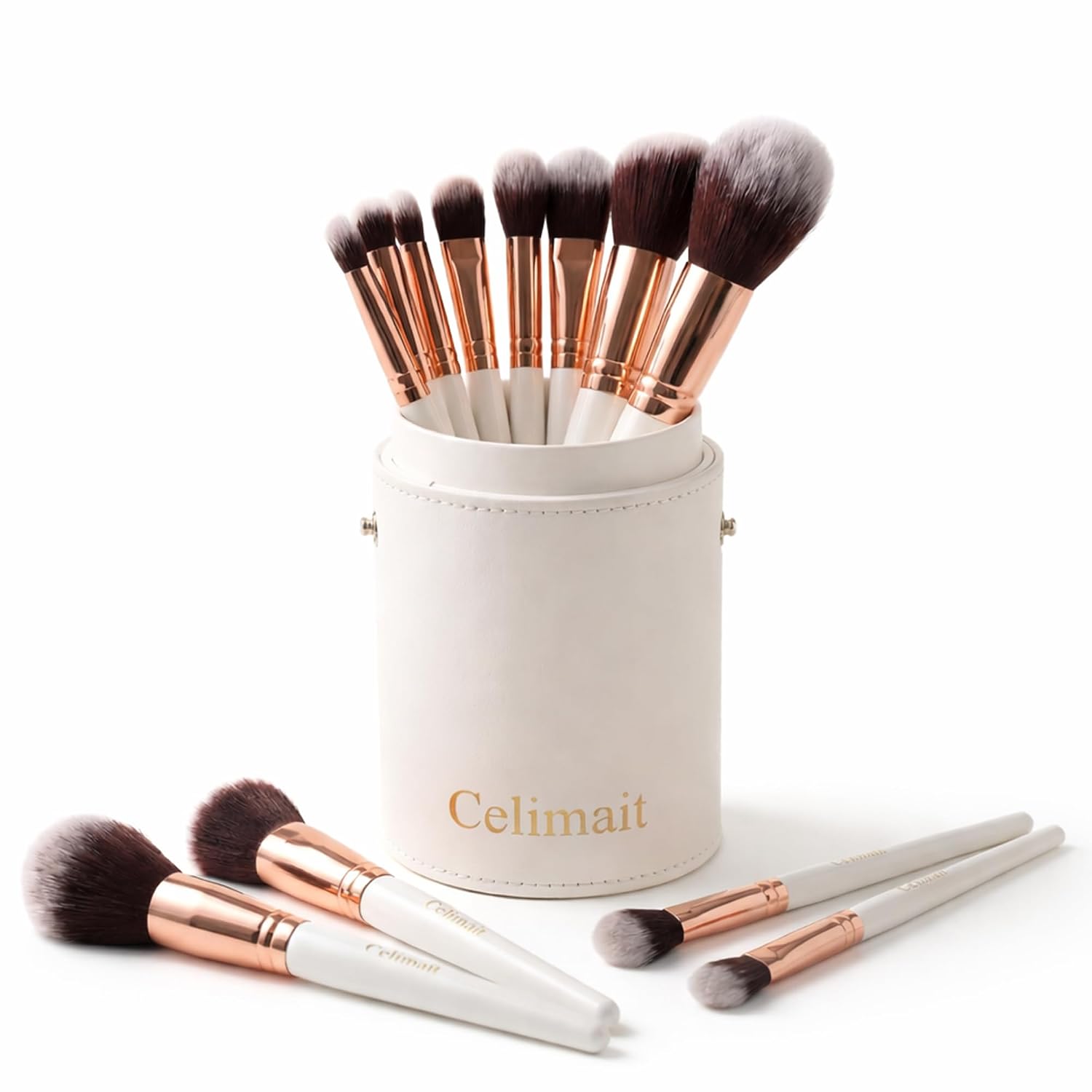 Makeup Brushes Set Professional & Beginner Friendly with Uniquely Designed Case, Soft Synthetic Bristles for Foundation Contour Blush Concealer Highlight Blending Eyeshadow, 12Pcs (Milky White) - Image 8