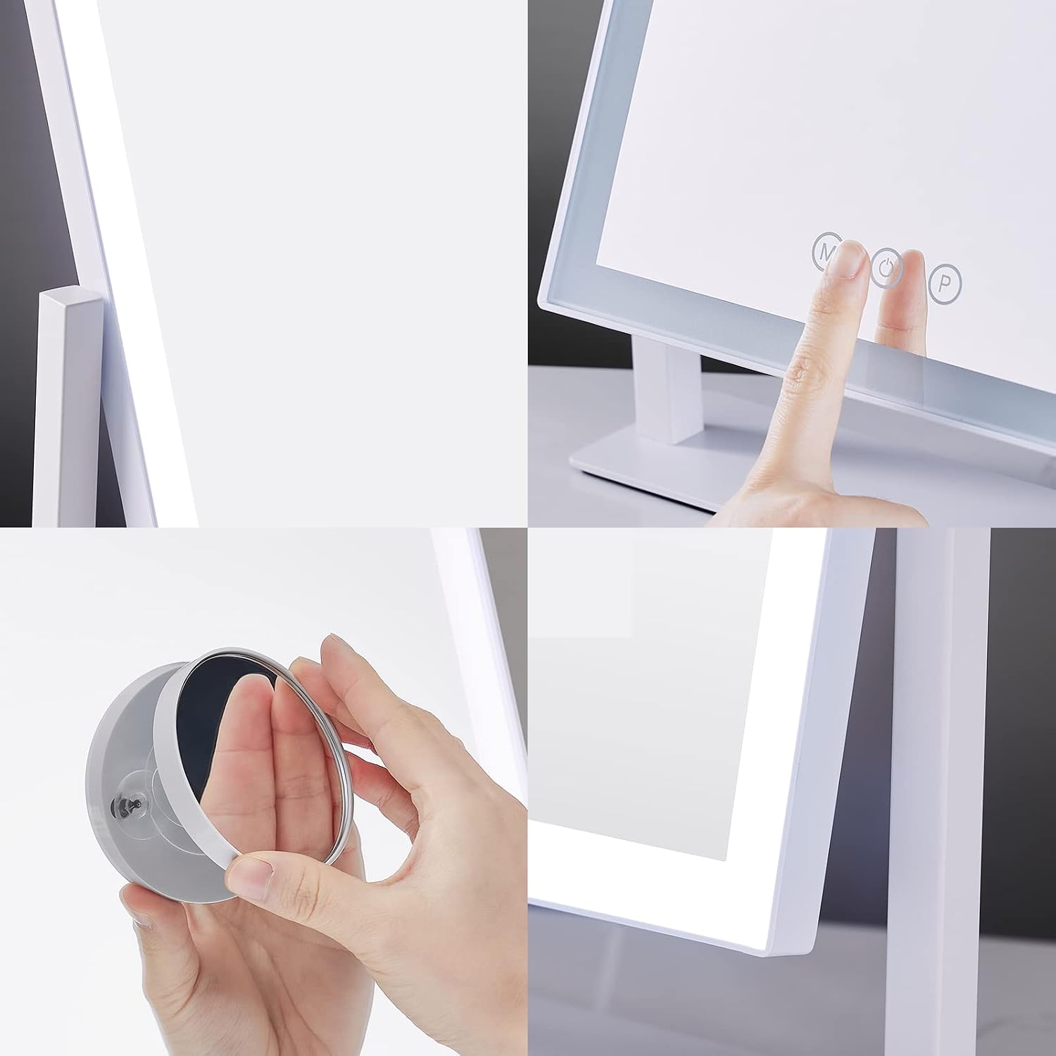 HIEEY Lighted Makeup Mirror, 17.3" x 13" Hollywood Vanity Mirror with Lights, Three Color Lighting Modes, and 5X Magnification Mirror, Smart Touch Control, 360°Rotation (White,Gift Box) - Image 5