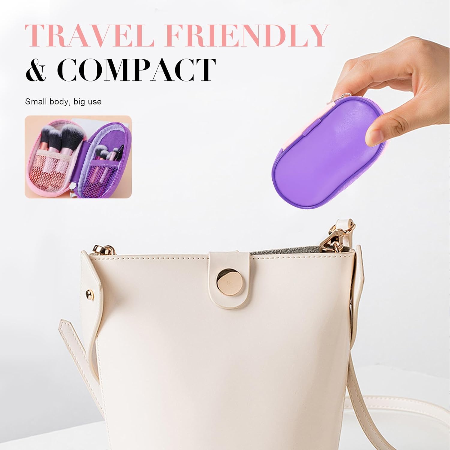 Portable 10Pcs Mini Travel Makeup Brush Set with Pouch, Full Face Soft Synthetic Bristles for Foundation Eyeshadow Blush Contour, Compact Cosmetic Brushes Essentials for Women Girls On The Go - Image 5