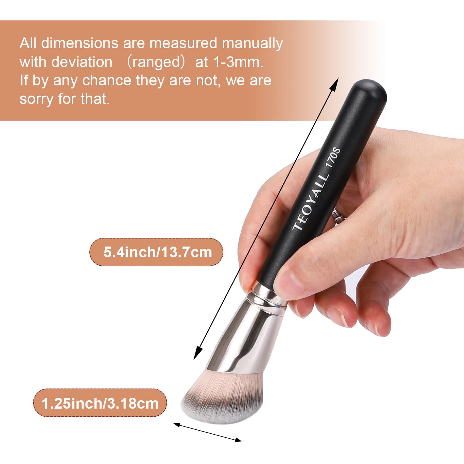 Foundation Concealer Brush, 2Pcs Angled Contour Blending Brush set | 170S buffs liquid foundation and cream contour no streak. 270S conceals dark circles and blemishes. Liquid cream powder - Image 5