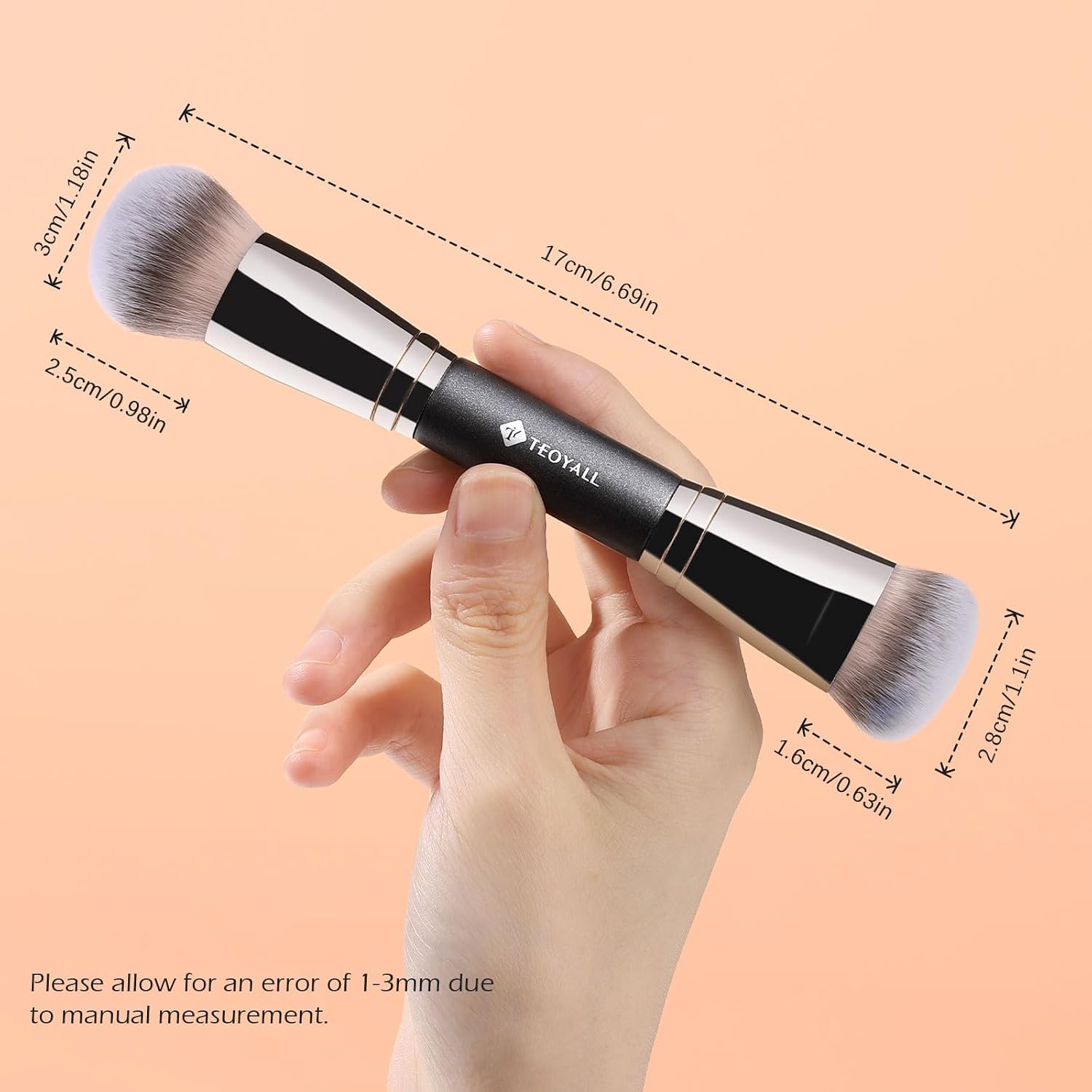 Dual-Ended Brush, Domed Foundation Curved Contour Bronzer Brush | Dome buffs foundation and blends contours seamlessly. Curved side defines cheekbones and warms skin. Soft synthetic - Image 5