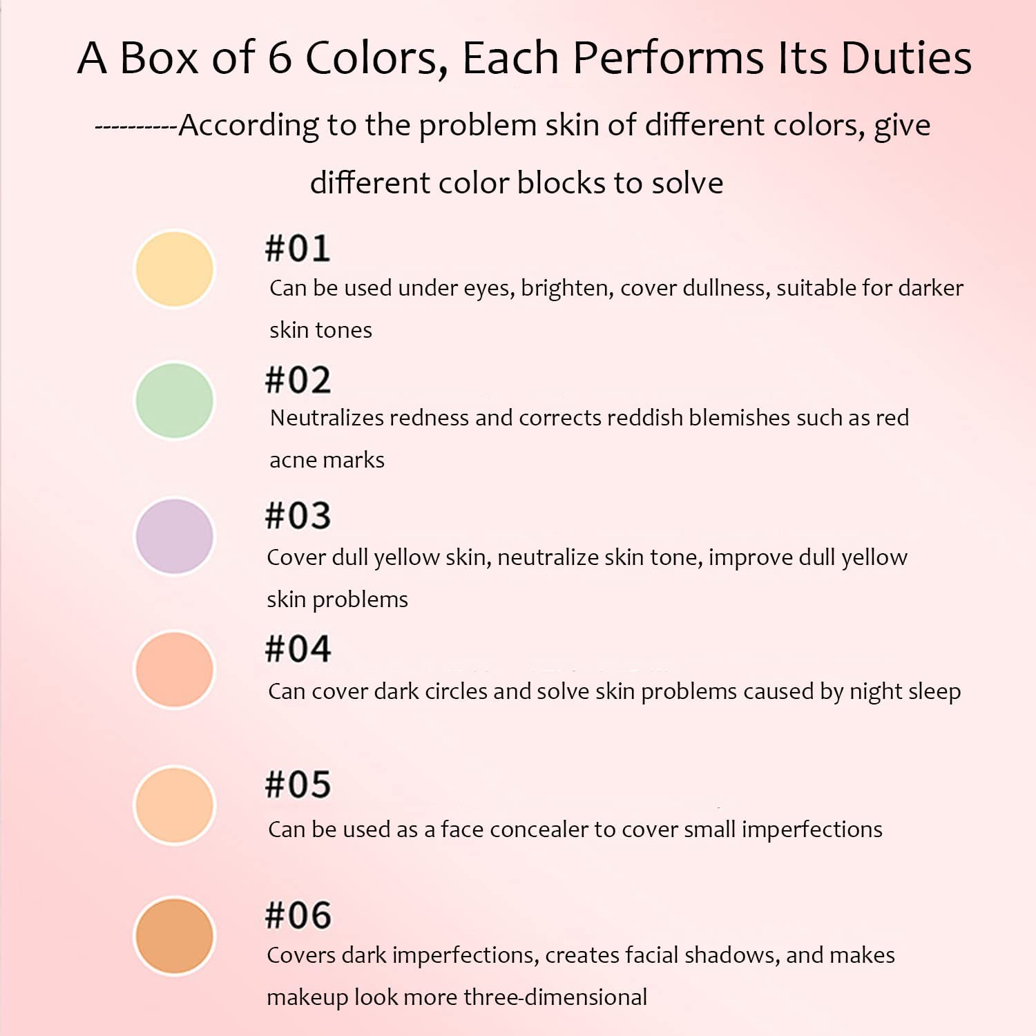 6 Colors Correcting Concealer Palette, Makeup Cream Contour Palette with Brush, Contouring Foundation Highlighting Concealer Palette for Conceals Dark Circles, Redness, Acne, Blemish(A) - Image 9