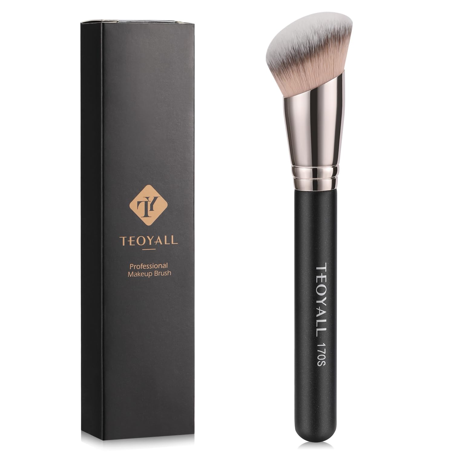 170S Foundation Brush, Angled Contour Buffing Blending Brush | Buffs liquid foundation streak-free. Blends cream contour seamlessly. Sweeps powder blush bronzer. Synthetic, no shedding